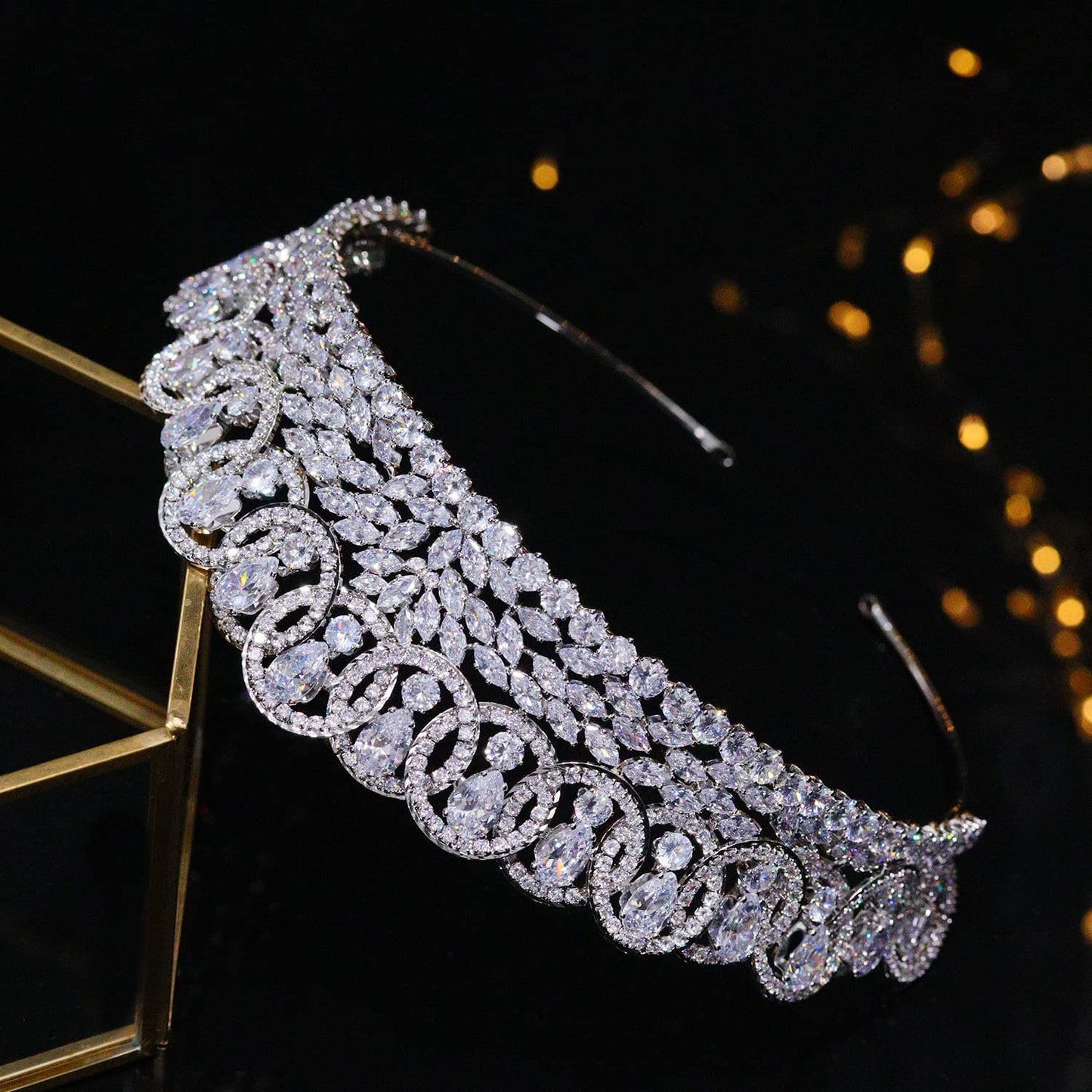 5A level Cubic Zirconia Small Wedding Tiaras and Crowns for Women CZ Pageant Sweet 16 Headpiece Bridal Hair Accessories Silver HG0028