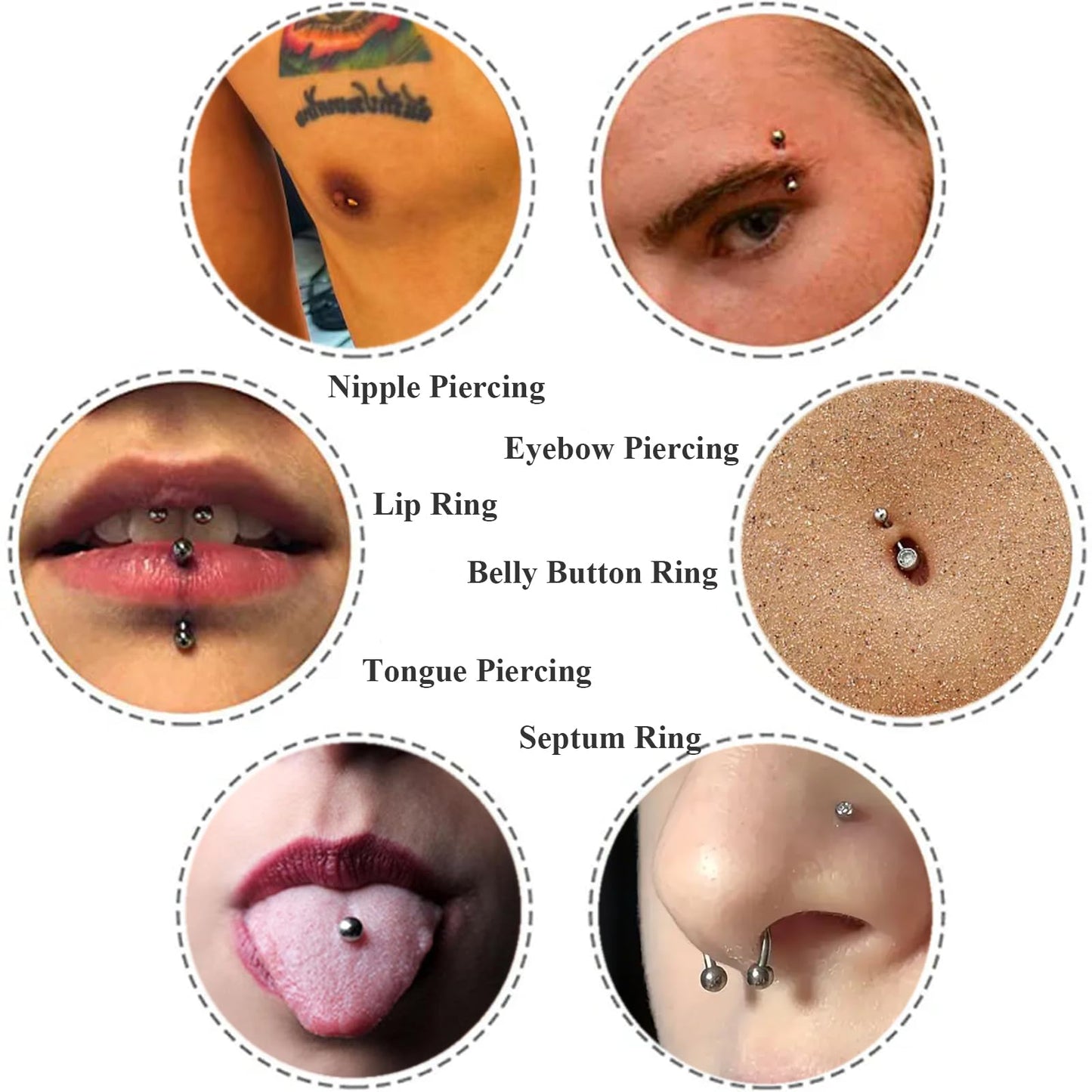 Orglace 6PCS Belly Button Piercing Kit,Professional Body Piercing Gun,Belly Button Ring,Surgical Steel Navel Rings for Women (Navel Piercing Kit)