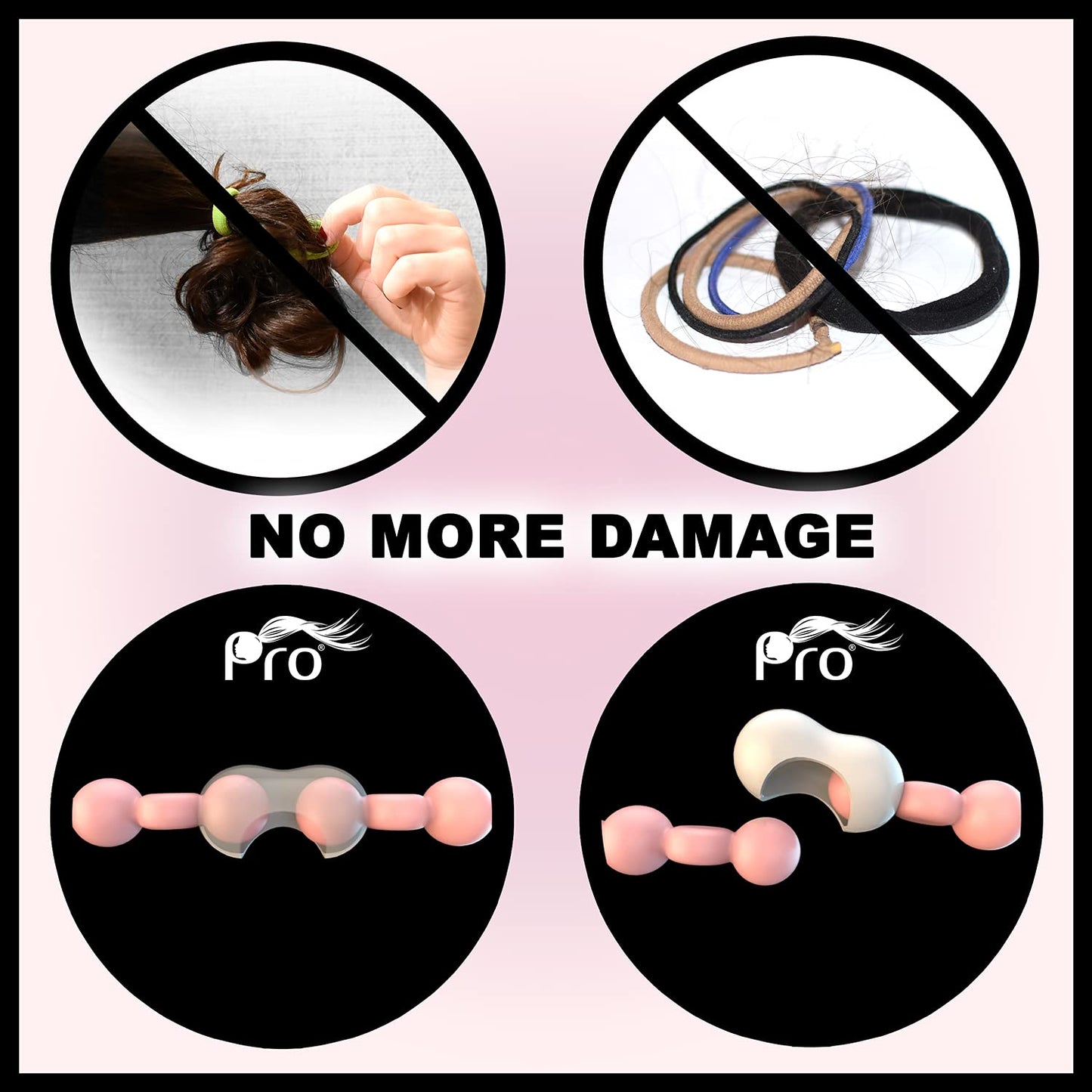 PRO Hair Tie - Easy-Release Clasp - Secure Hold - No Damage - Great for ANY Active Lifestyle (Rose Gold Pack of 8)