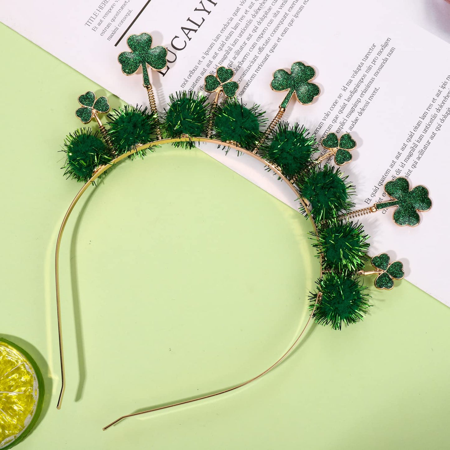 CEALXHENY St. Patrick's Day Headbands, Glitter Rhinestone Shamrock Headbands Lucky Irish Hairbands St Patrick's Day Accessories Party Favors Gifts (Style A)