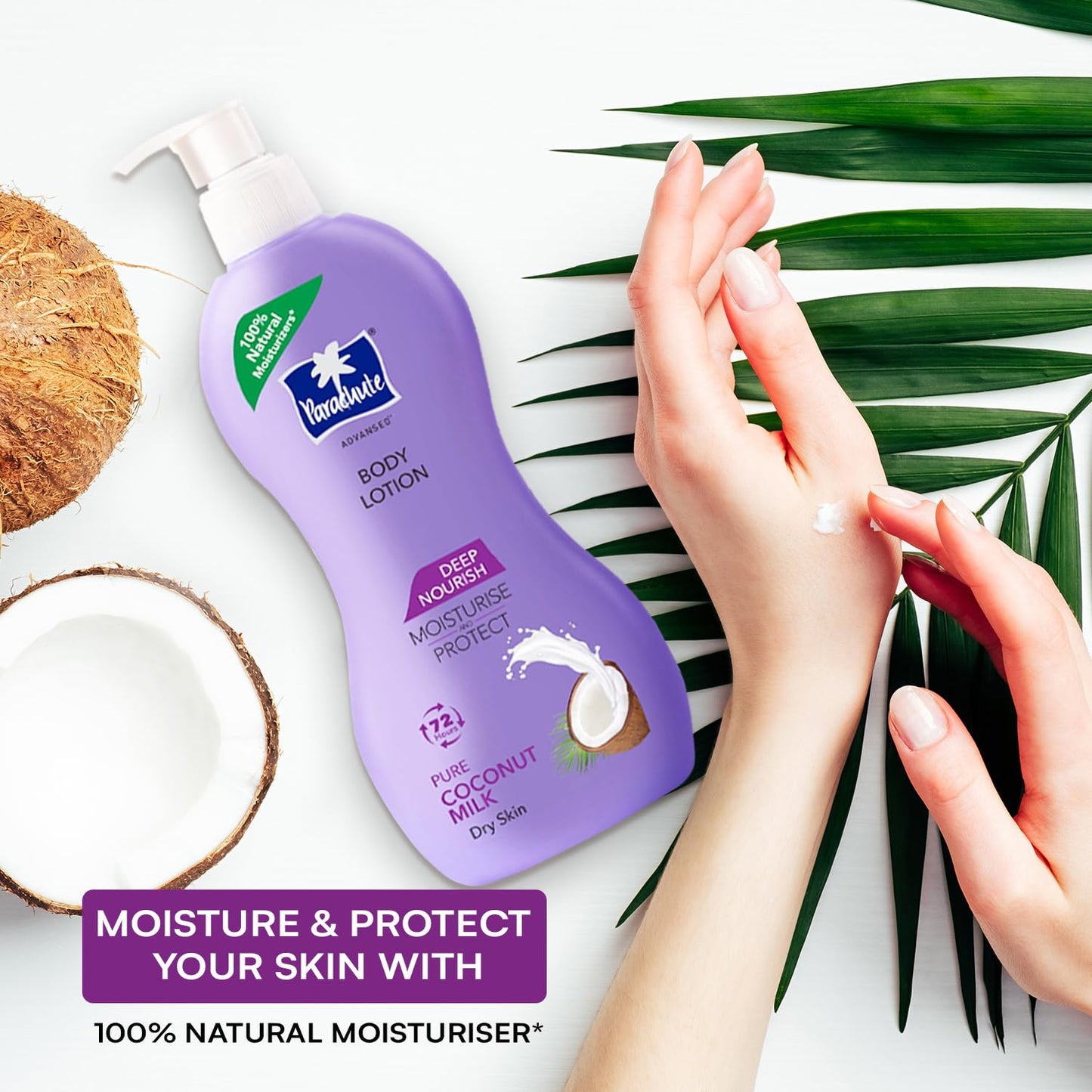 Parachute Advansed Deep Nourish Body Lotion with Pure Coconut Milk| For Women & Men |Restore Dry Skin| 100% Natural, 72h moisturization |13.5 Fl.oz.