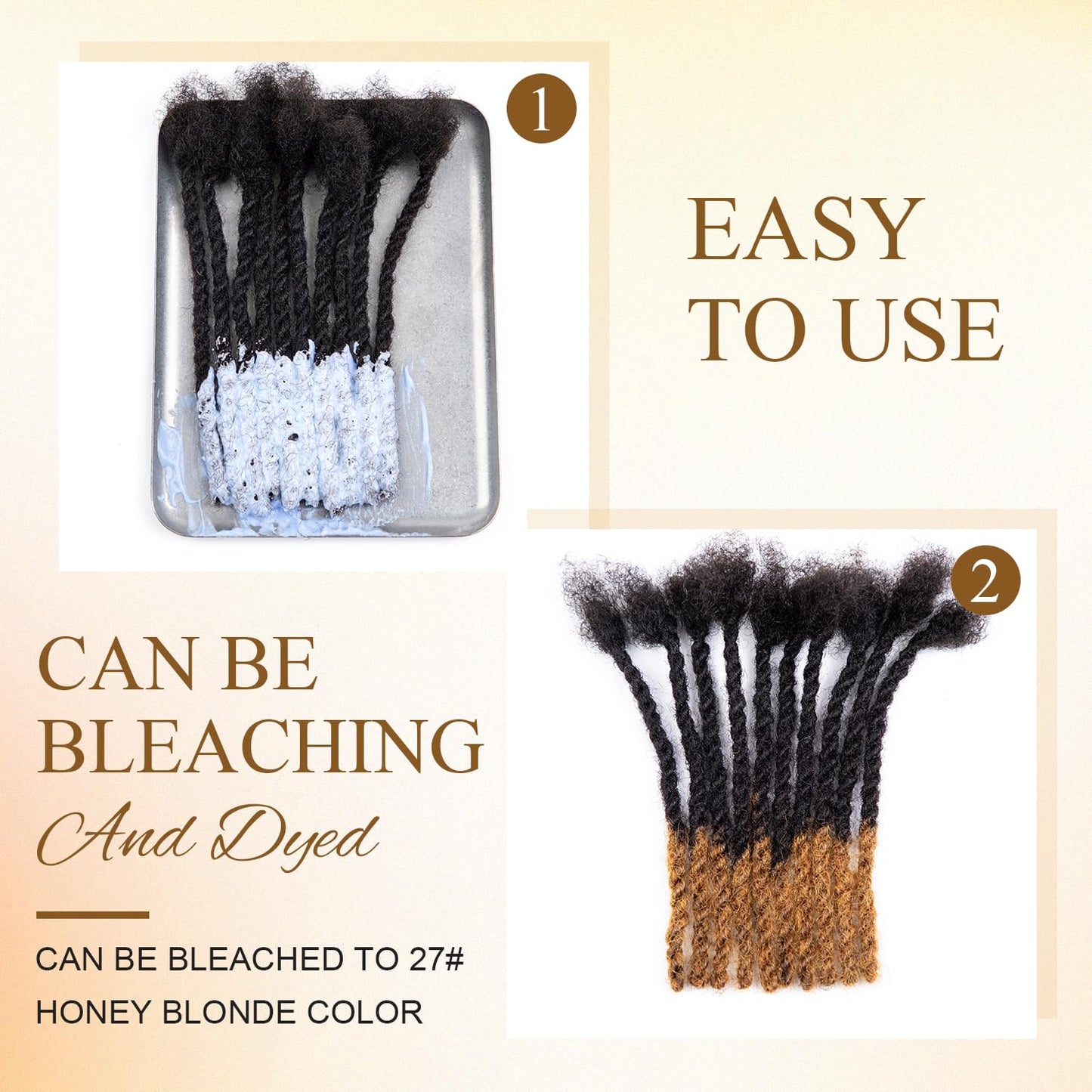 Teresa 0.6cm Width Starting Locs with Two Strand Twists Human Hair Dreadlocks Styled Retwisting Starter Loc Extensions Human Hair For Men and Women (1B/30 Strands, 8 Inch)