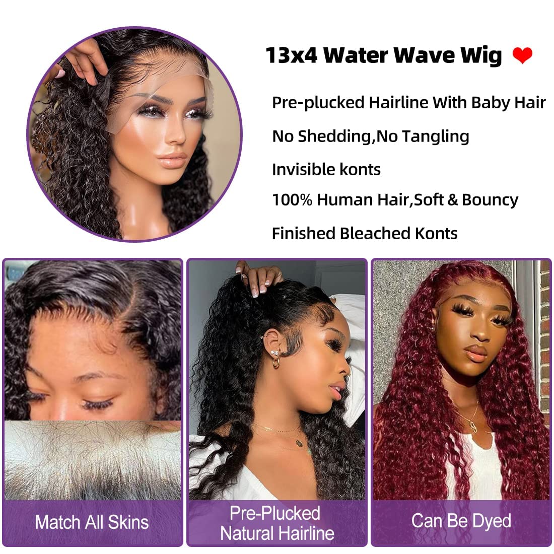 Alsother 20 Inch Deep Wave Lace Front Wigs Human Hair 13x4 HD Lace Frontal Human Hair Wig 180% Density Wet and Wavy Lace Front Wigs Glueless Wigs Human Hair Pre Plucked Deep Wave Wigs Human Hair