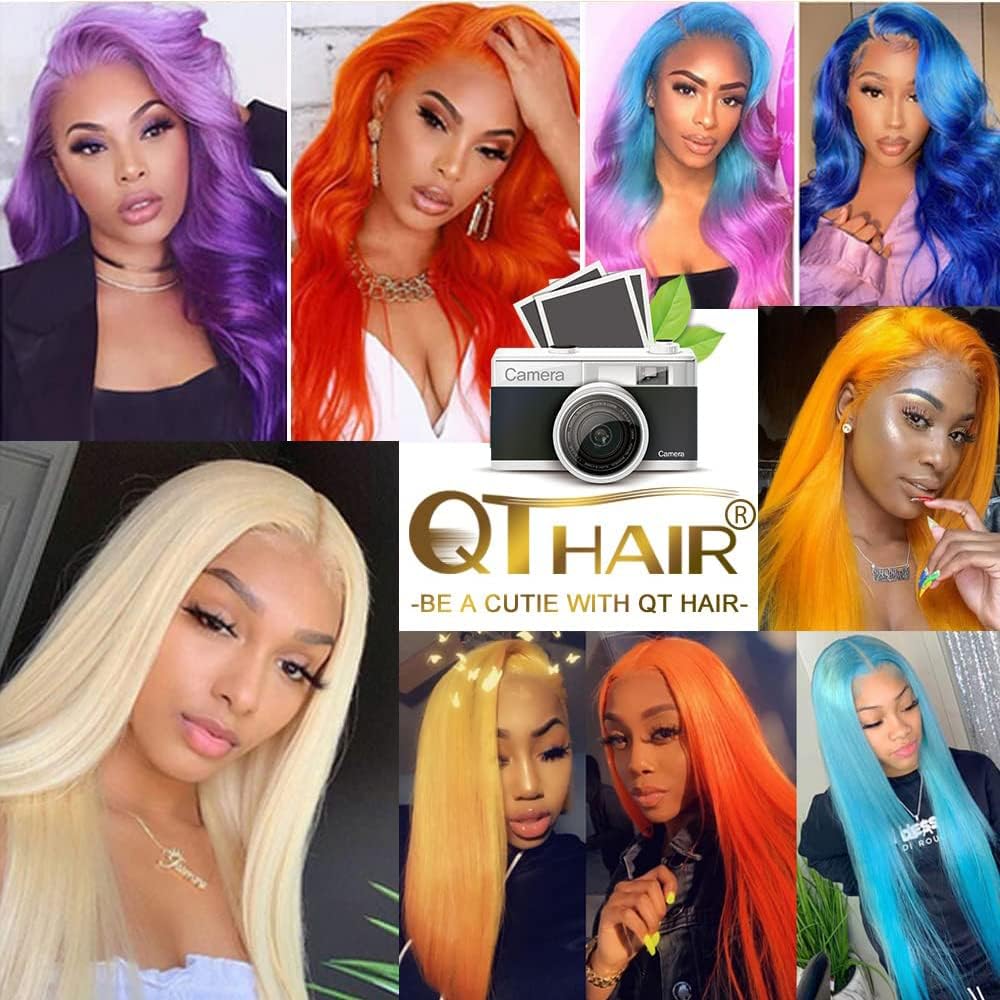 QTHAIR Human Hair Blonde Bundles 14A Grade 100% Brazilian Human Hair Color #613 Platinum Blonde Straight 26" Light Blonde Color Bundles 613 Color Straight Human hair Extensions 100g/Bundle