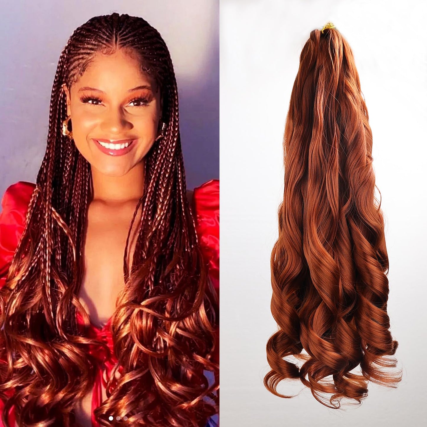 TRESKIIO 9 Packs 24 inch French Curl Braiding Hair Pre Stretched Wavy Synthetic Hair Extensions Premium french curly braiding hair expression pre stretched braids french curls crochet hair,350