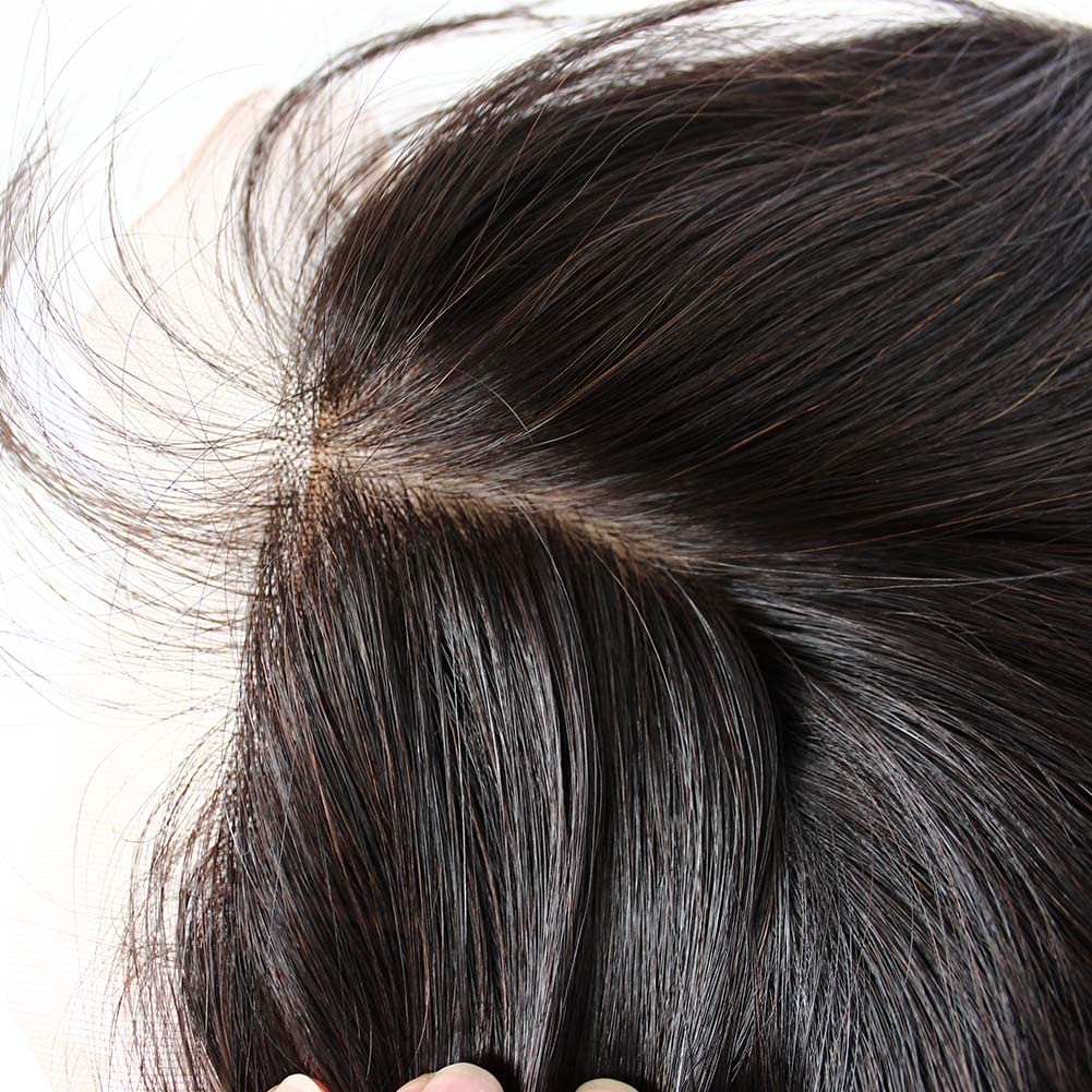 Bella Hair Free Part Silk Base Closure Straight, 130% Density Natural Color Remy Virgin Human Hair 4x4inch Top Closure (12inch)