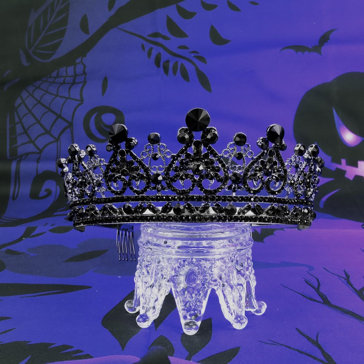 TOBATOBA Black Tiara Black Crown for Women, Gothic Crown Halloween Wedding Tiara Halloween Costumes for Women, Queen Crown Black Wedding Gothic Tiara Halloween Accessories for Women Prom Cosplay Party