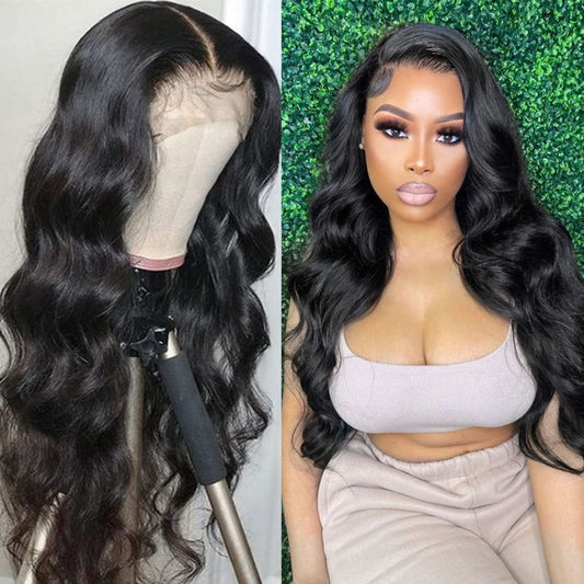 YOUFA Body Wave Lace Front Wigs Human Hair 13x4 HD 180% Density Lace Frontal Glueless Wigs for Women Human Hair Pre Plucked Bleached Knots With Baby Hair (22 inch)