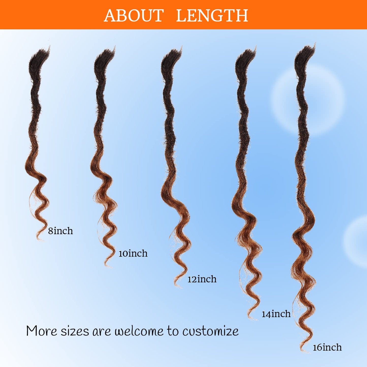 Orientfashion Human Hair Dreadlocks Extensions Freego Curly End Goddess Locs 0.6cm Thickness Real Human Hair Full Head Handmade Can Be Dyed and Bleached Soft Dreadlocks(10Inch 0.6cm 20locs, T1b/30)