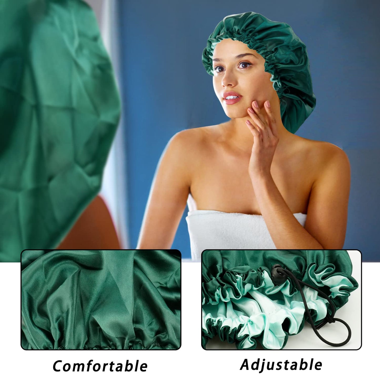 Satin Bonnet Silk Bonnet For Curly Hair Bonnet Braid Bonnet For Sleeping Bonnets For Women Large Double-layer Adjustable