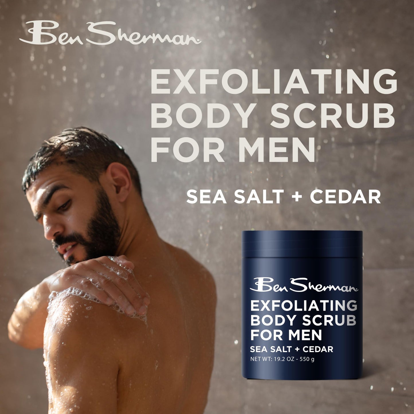 Ben Sherman Exfoliating Body Scrub For Men with Shea Butter Vitamin A and C, Moisturizing Hydrating Body Scrub for Healthy Skin
