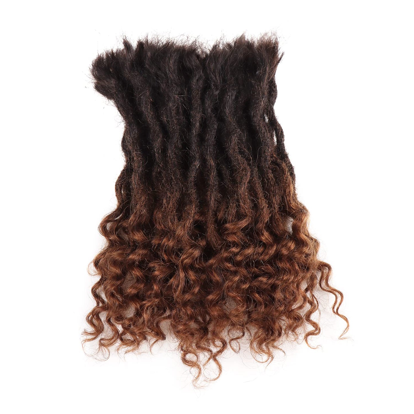 Orientfashion Human Hair Dreadlocks Extensions Freego Curly End Goddess Locs 0.6cm Thickness Real Human Hair Full Head Handmade Can Be Dyed and Bleached Soft Dreadlocks(10Inch 0.6cm 20locs, T1b/30)