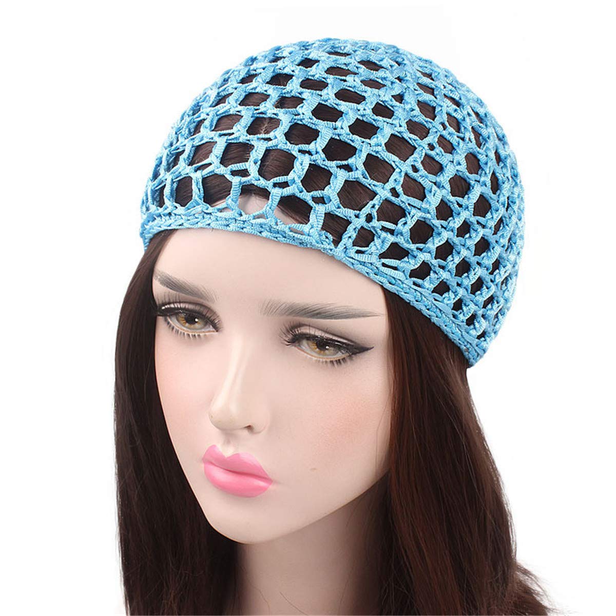 Qianmome Women Soft Rayon Snood Hat Hair Net Crocheted Hair Net Cap Mix Colors