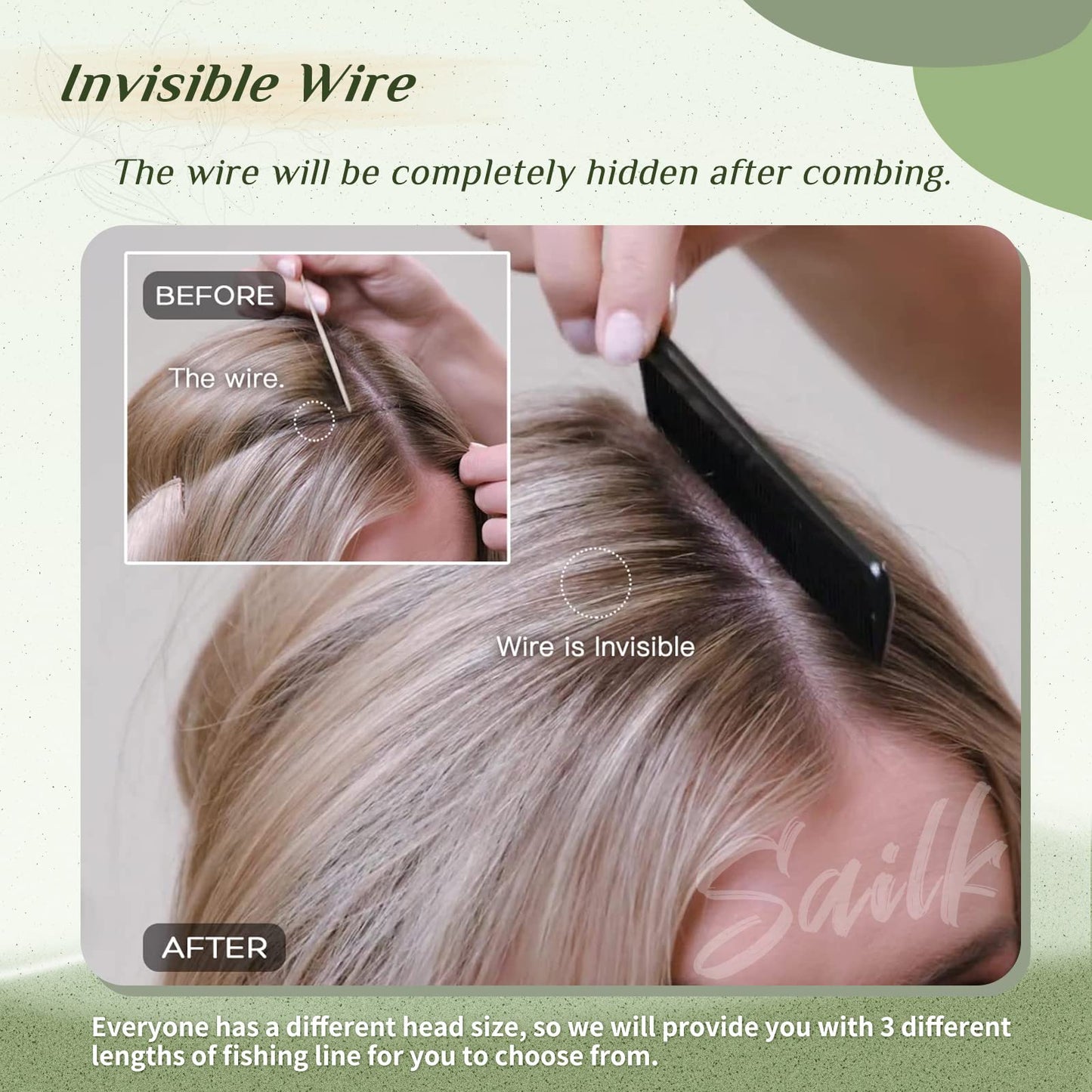 Sailk Blonde Wire Hair Extensions Human Hair Real Fish Line Extensions Dirty Blonde Highlight Light Blonde Natural Invisible Hairpieces Hair Extensions 20 Inch 100g