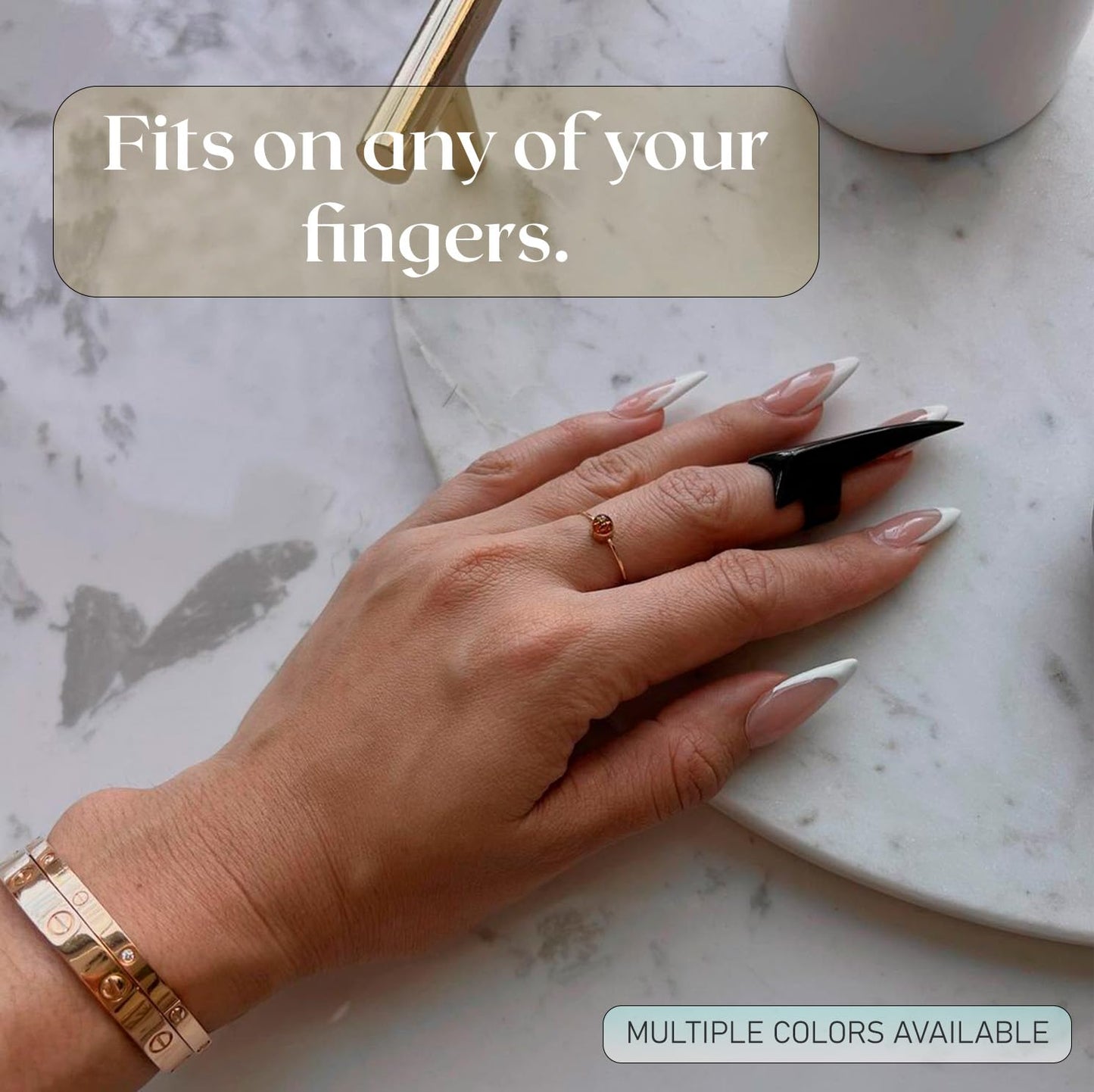 Quick Hair Parting Tool & Braid Sectioning Ring- Stainless Steel Stitch Braid Tool Finger for Durable Dreadlocks Wig & Installation of Human Hair Extensions Braiding Tools (Gold)