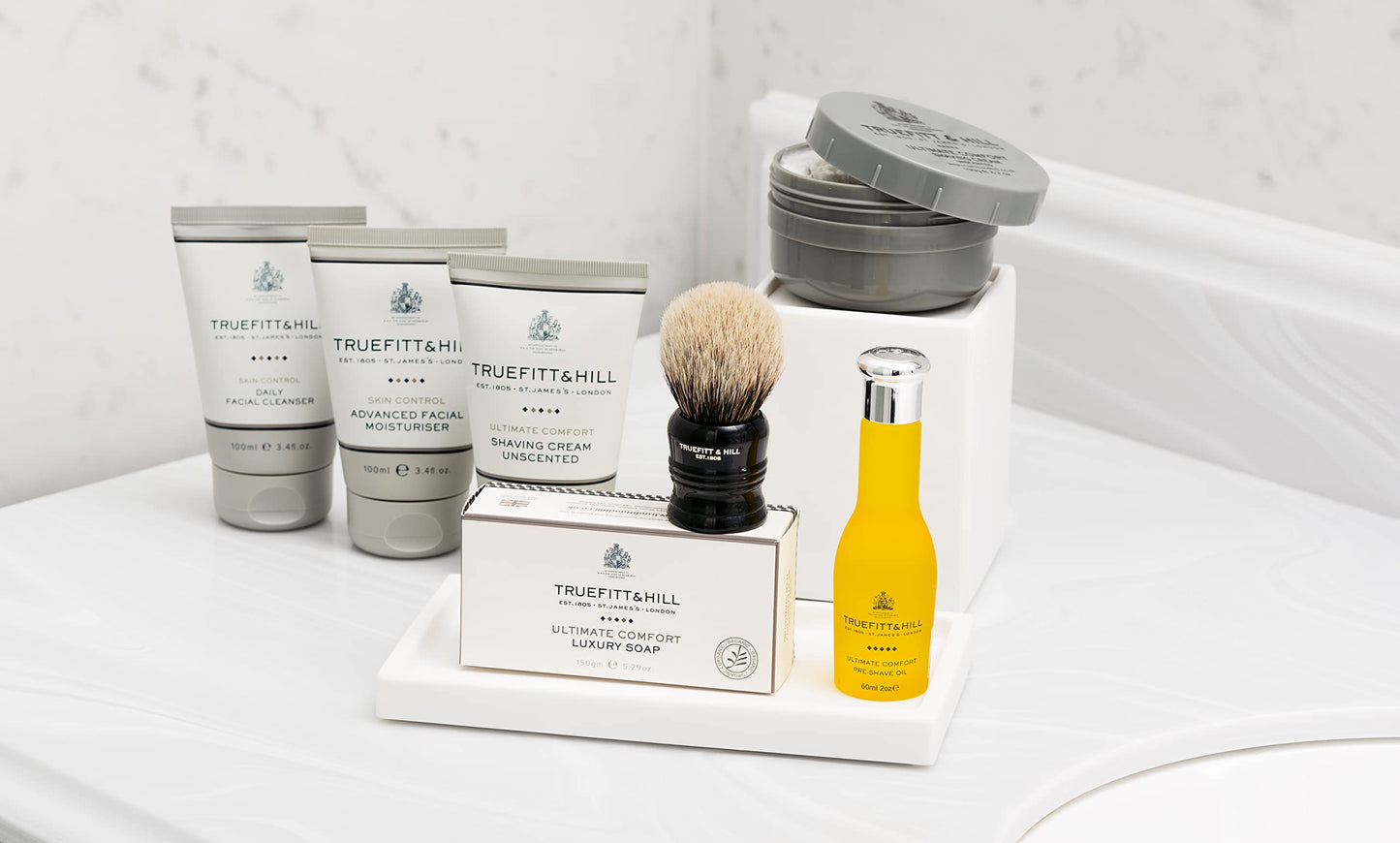 Truefitt & Hill 1805 Shaving Cream Bowl + Pre-Shave Oil Set | 1805 Hydrating Shaving Cream + Moisturizing Pre-Shave Oil