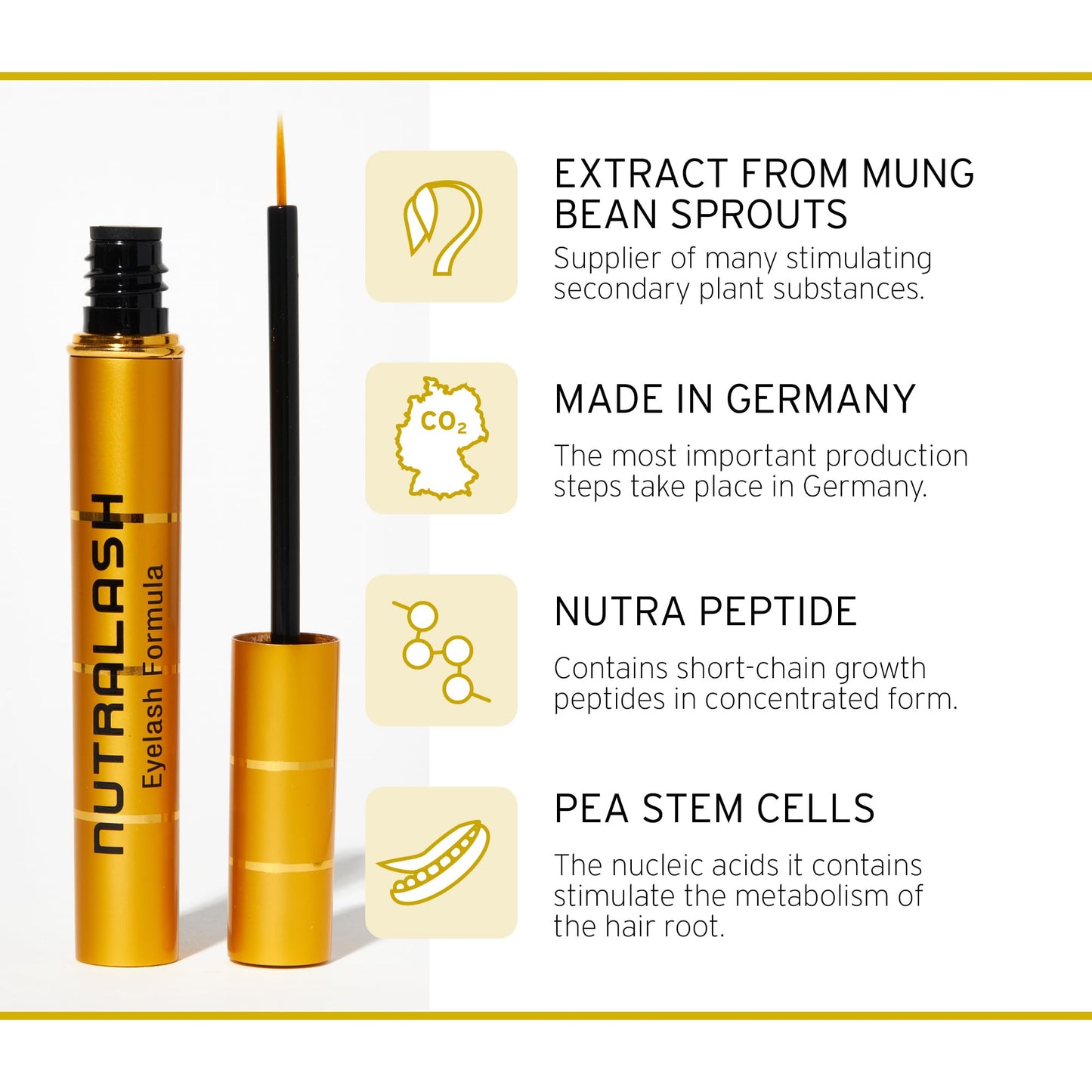Nutralash Eyelash Formula - Eyelash Serum for Longer Eyelashes in Just 6-8 Weeks I Lash Serum I Eyelash Growth Serum I Made in Germany I 3ml