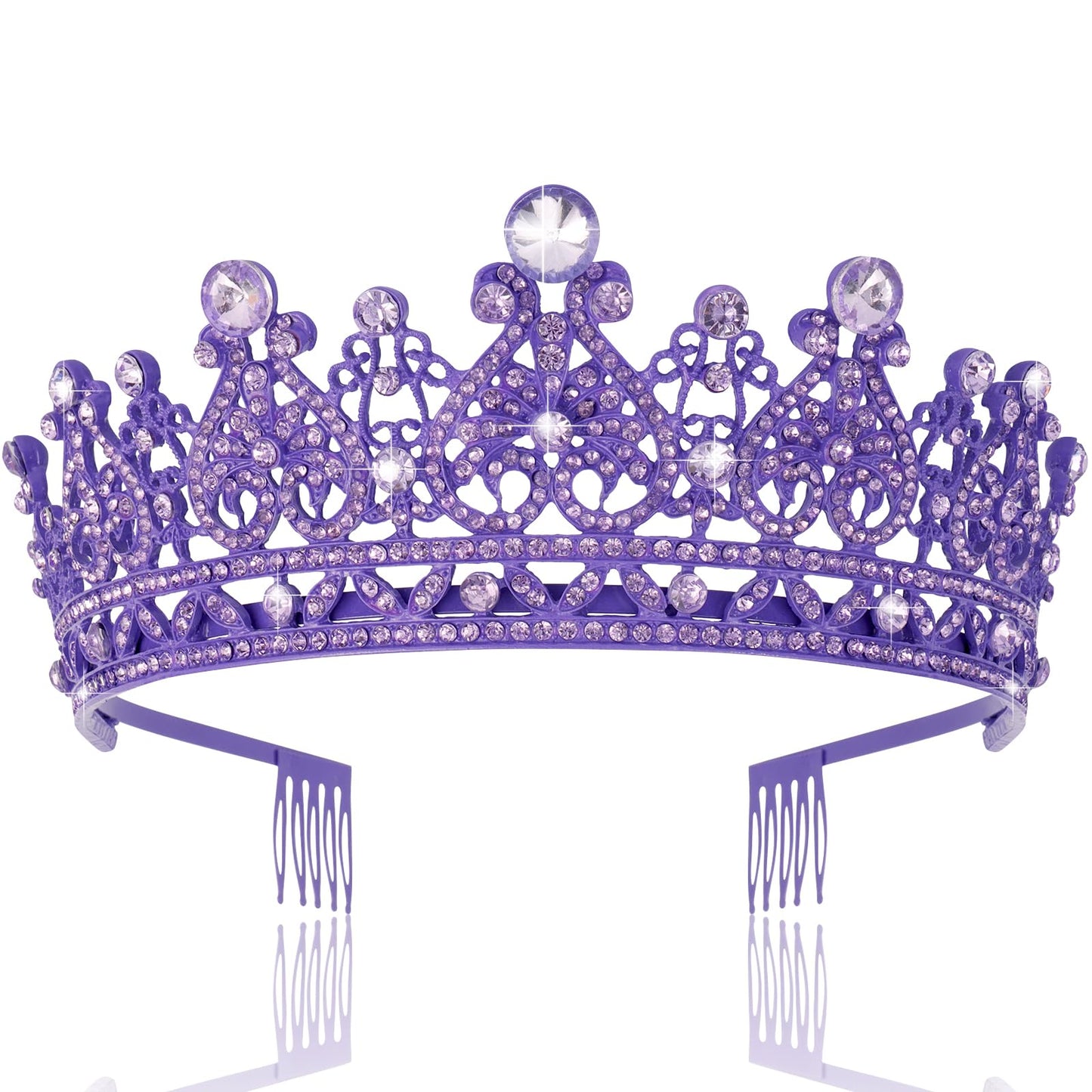 TOBATOBA Purple Crown Purple Tiara Crystal Princess Tiaras for Women Rhinestone Royal Queen Crown, Wedding Tiara for Bride, Halloween Costume Women Wedding Birthday Pageant Prom Cosplay Party