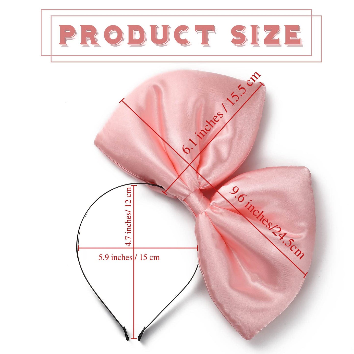 Olbye Bow Headbands with Large Bowknot - Red and Hot Pink Hair Accessories for Halloween, Christmas Party, Costume, Cosplay (2Pcs)