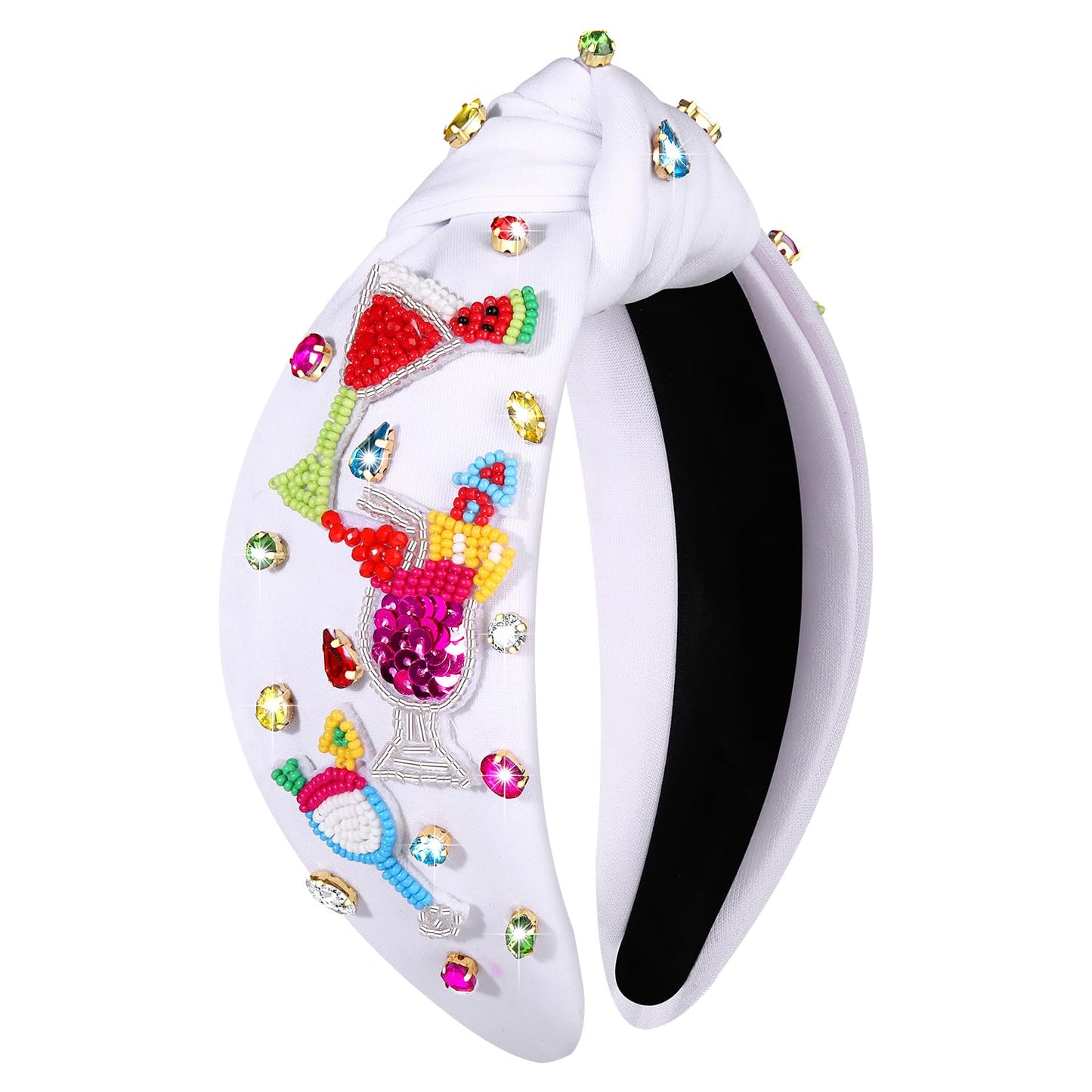 vokone Mexican Headbands for Women Fiesta Fruit Juicy Cup Beaded Headband Crystal Jeweled Knotted Headband CincoDe Mayo Holiday Costume Headwear Taco Party Accessories