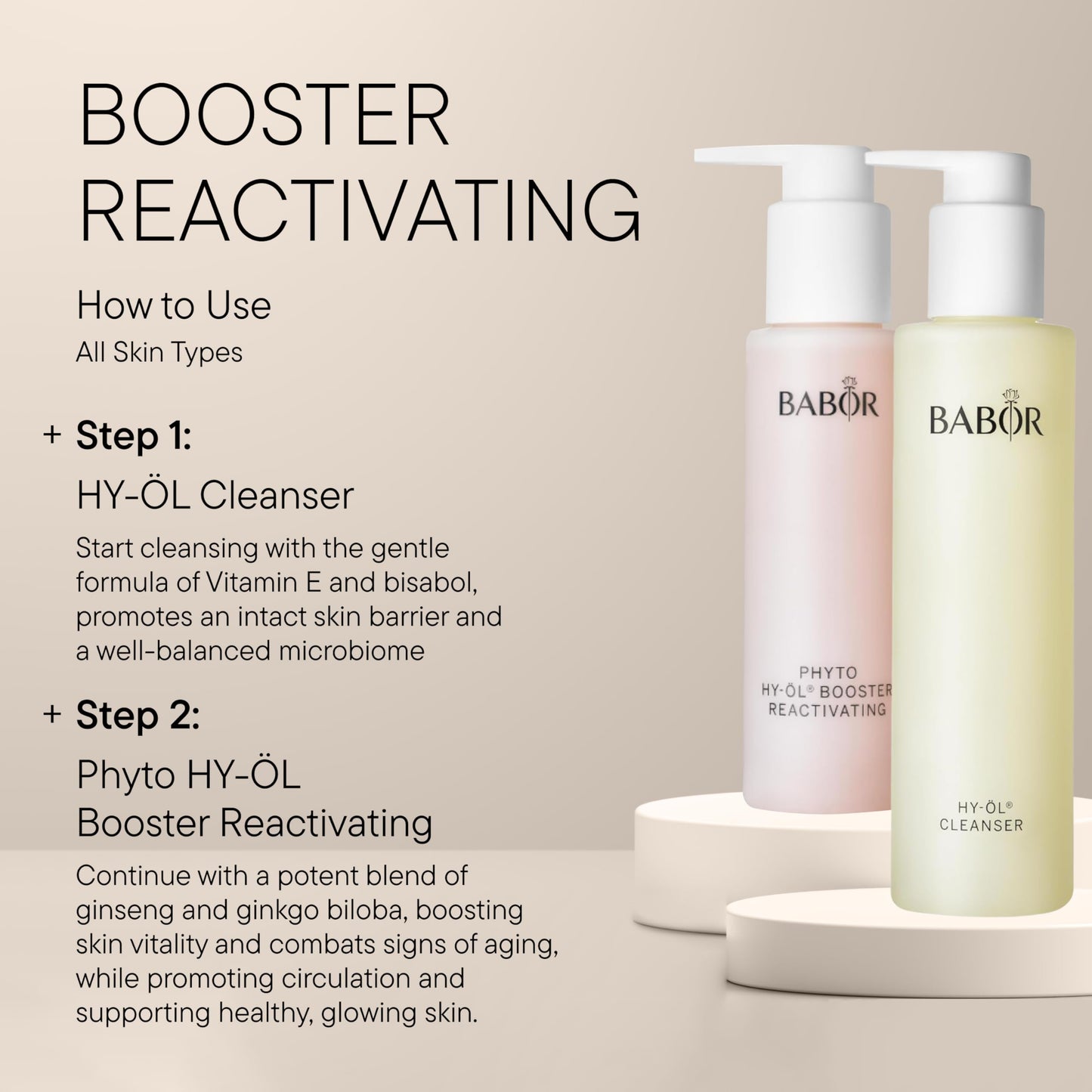 BABOR HY-OL Cleanser & Phyto HY-OL Booster Reactivating Set, Double Cleansing, Oil Cleanser and Makeup Remover Oil, Soothes and Reinvigorates Dry Skin