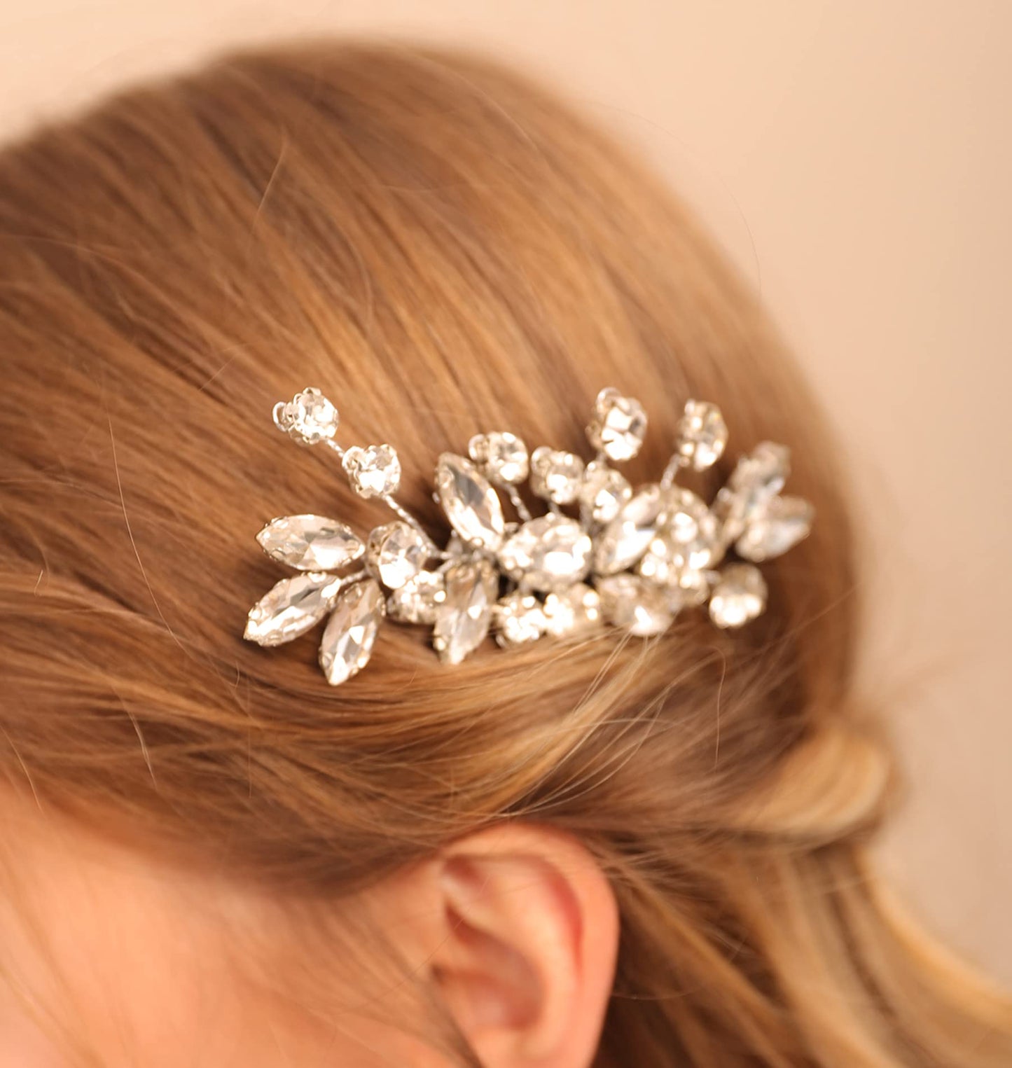 BERYUAN Clear Crystal Teardrop Hair Comb for Women Rhinestone Wedding Hair Accessory for Bride Bridesmaid Prom Hair Pieces (Rose Gold)