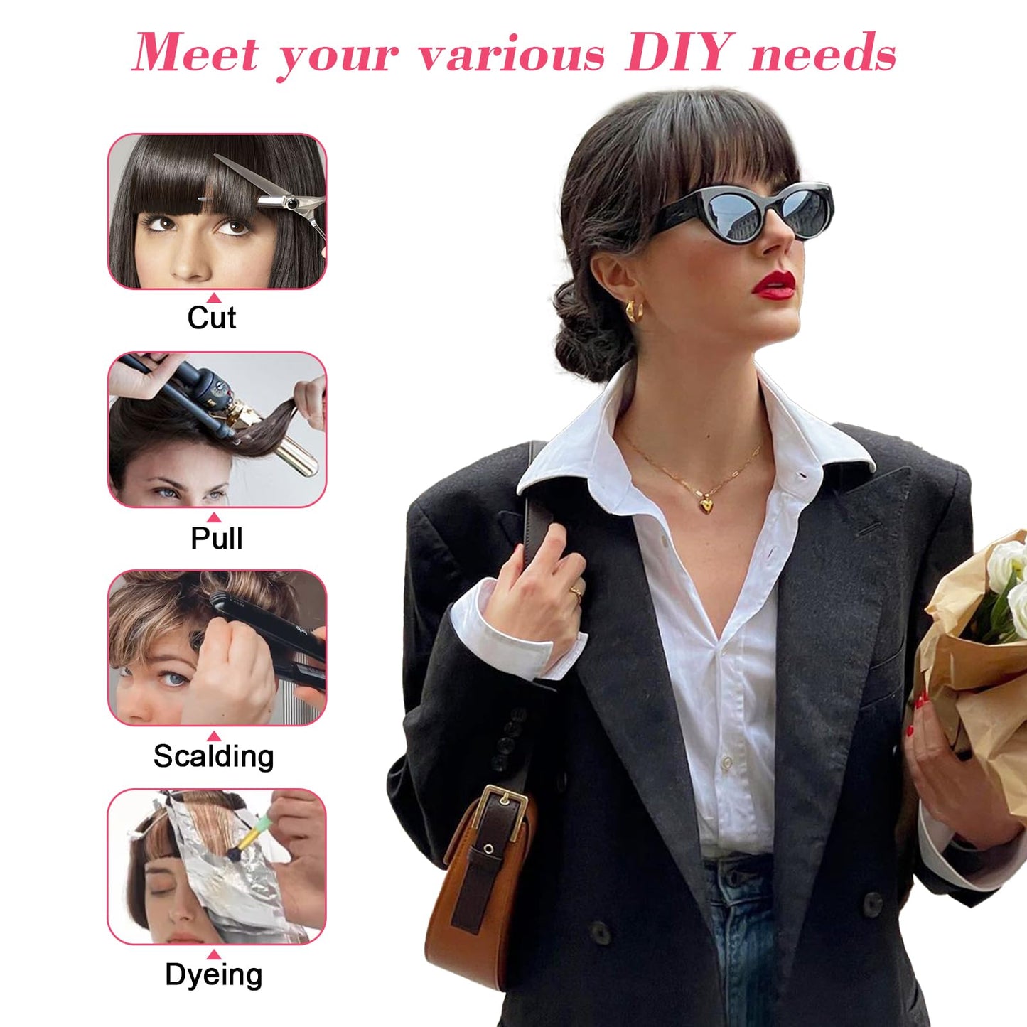 AISI BEAUTY Clip in Bangs-Fake Bangs Hair Clip 100% Real Human Hair Bangs French Bangs Fringe with Temples Flat Neat Fake Thick Hairpieces for Women(Black)