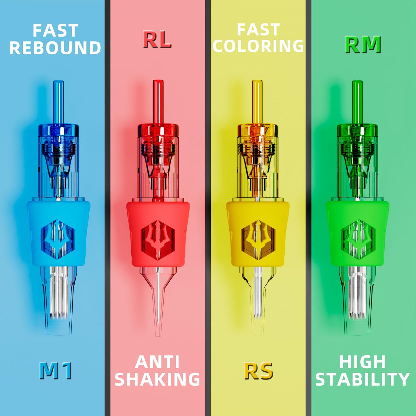 POSEIDON Tattoo Cartridges Needles 20PCS Tattoo Needles with Membrane Safety Cartridges Disposable # 10 Standard Round Liner Tattoo Needle for Tattoo Pen（1007RL）