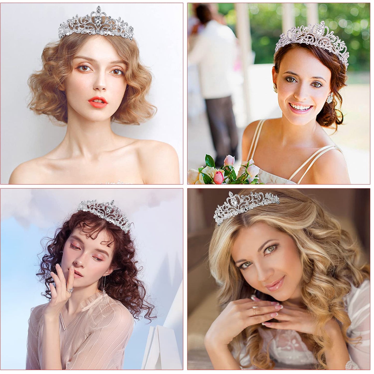 Silver Crystal Tiara Crowns for Women Girls Elegant Princess Crown with Comb for Little Girls Birthday and Wedding School Graduate Birthday Cosplay Halloween Party Accessories（Silver-01）