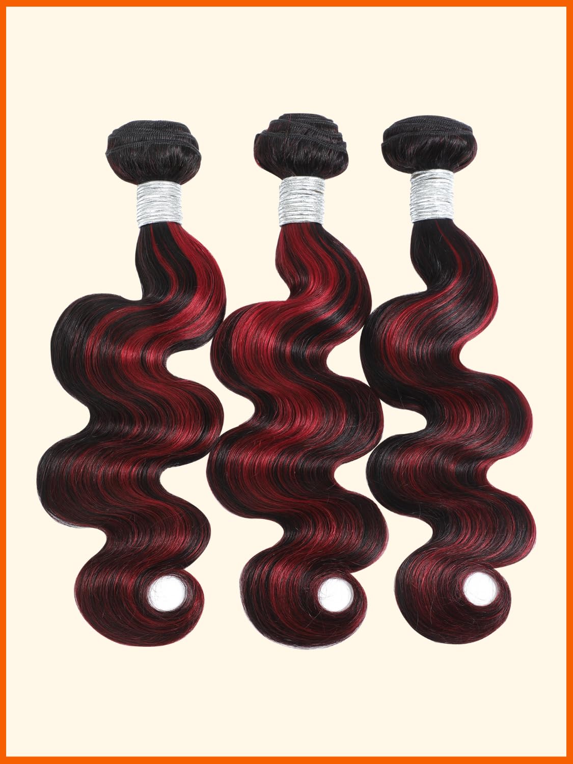 AUROO 99J Burgundy Highlight Body Wave Bundles 24 inch,10A 100% Virgin Burgundy and Black Brazilian Quick Wavy Weave Human Hair Single Bundles Thick Track Ombre Red 99J Colored Human Hair Bundles Remy