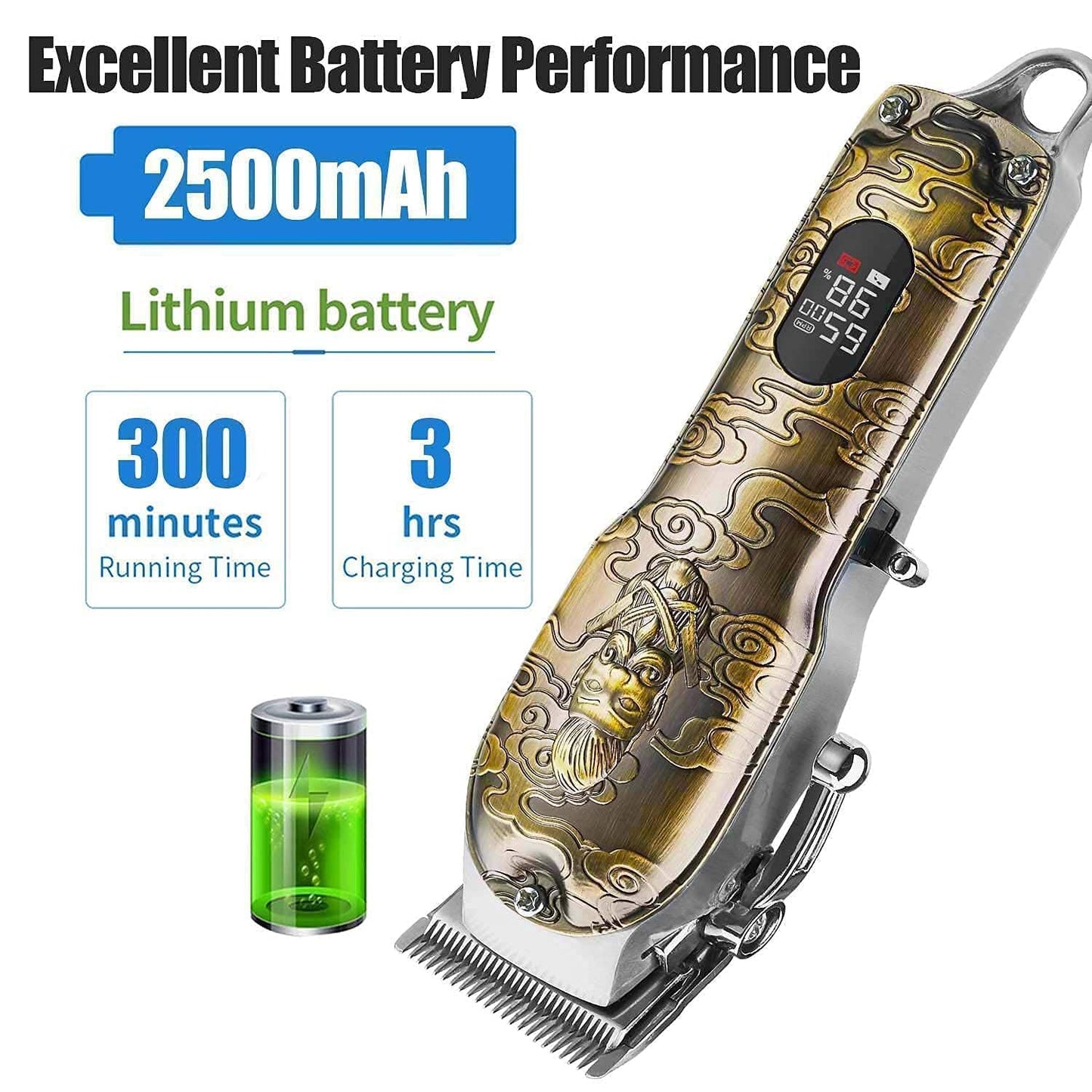 Professional Haircut Clippers and Trimmers Set of 3, Suttik Cordless Ornate Hair Clippers for Men, Barber Clippers for Hair Cutting Kit with T-Blade Beard Trimmer Set, Knight, LED Display