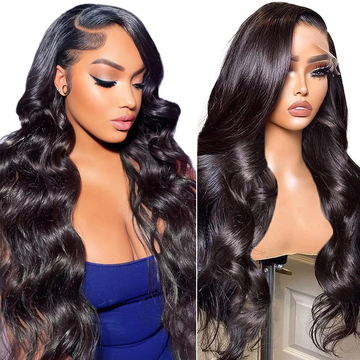 SUNKASA 18 Inch Lace Front Wig Human Hair Body Wave Wigs for Black Women HD 13x4 Lace Frontal Glueless Wigs Human Hair Pre Plucked With Baby Hair Natural Color
