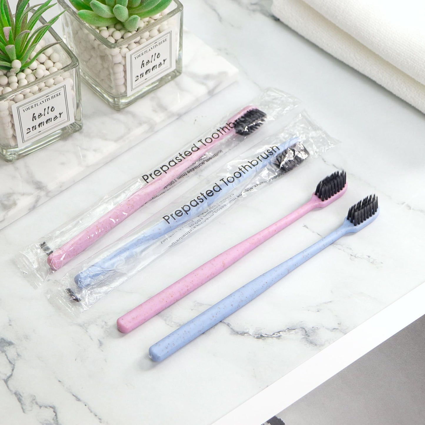 SLequipo 500Pcs Prepasted Disposable Toothbrushes Bulk Individually Wrapped Pre Pasted Soft Bristle Tooth Brush Set Travel Colorful Toothbrushes for Homeless Gift Hotel Camping Travel