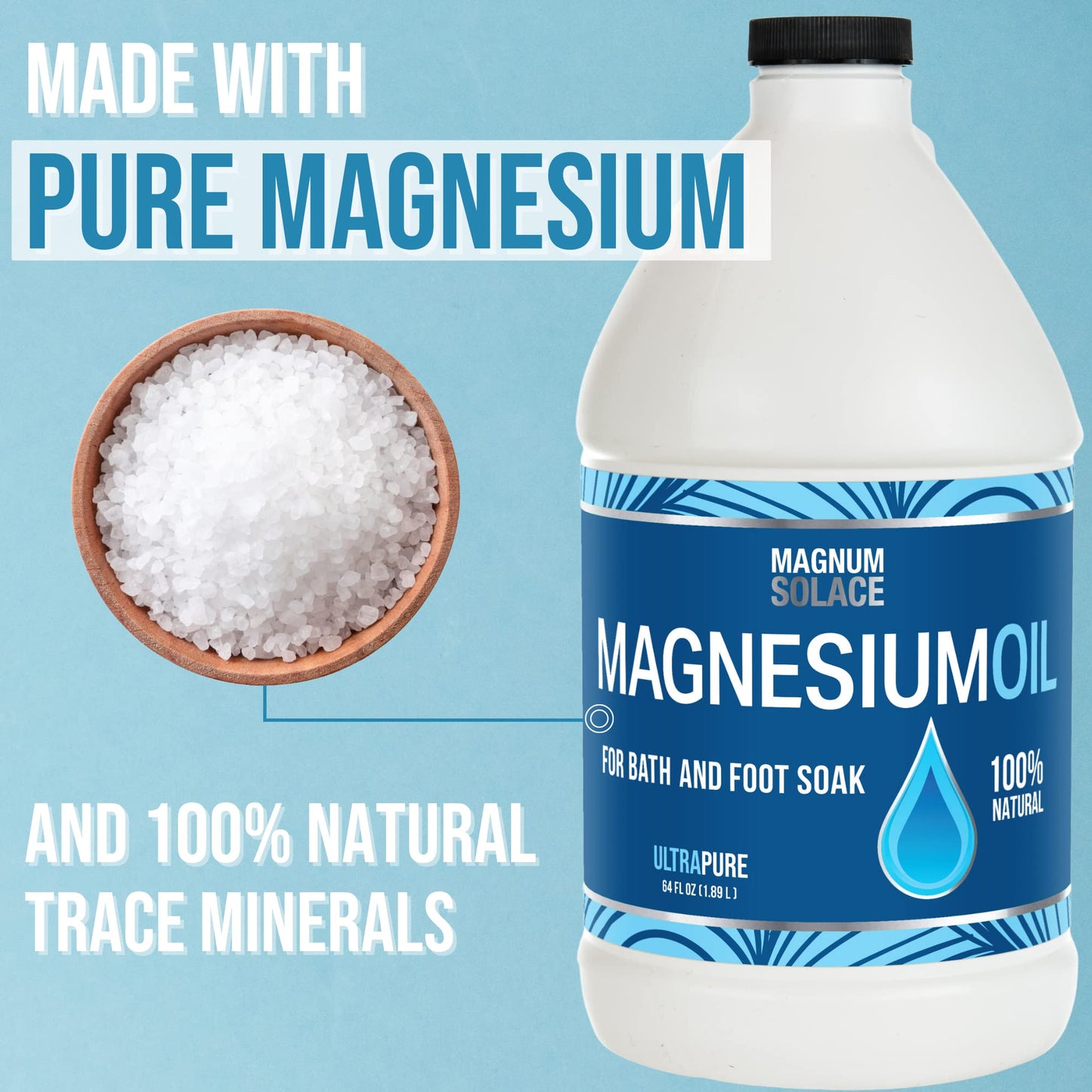 Pure Magnesium Bath Flakes & Magnesium Oil - 100% Natural Relief (3 Item Bundle)