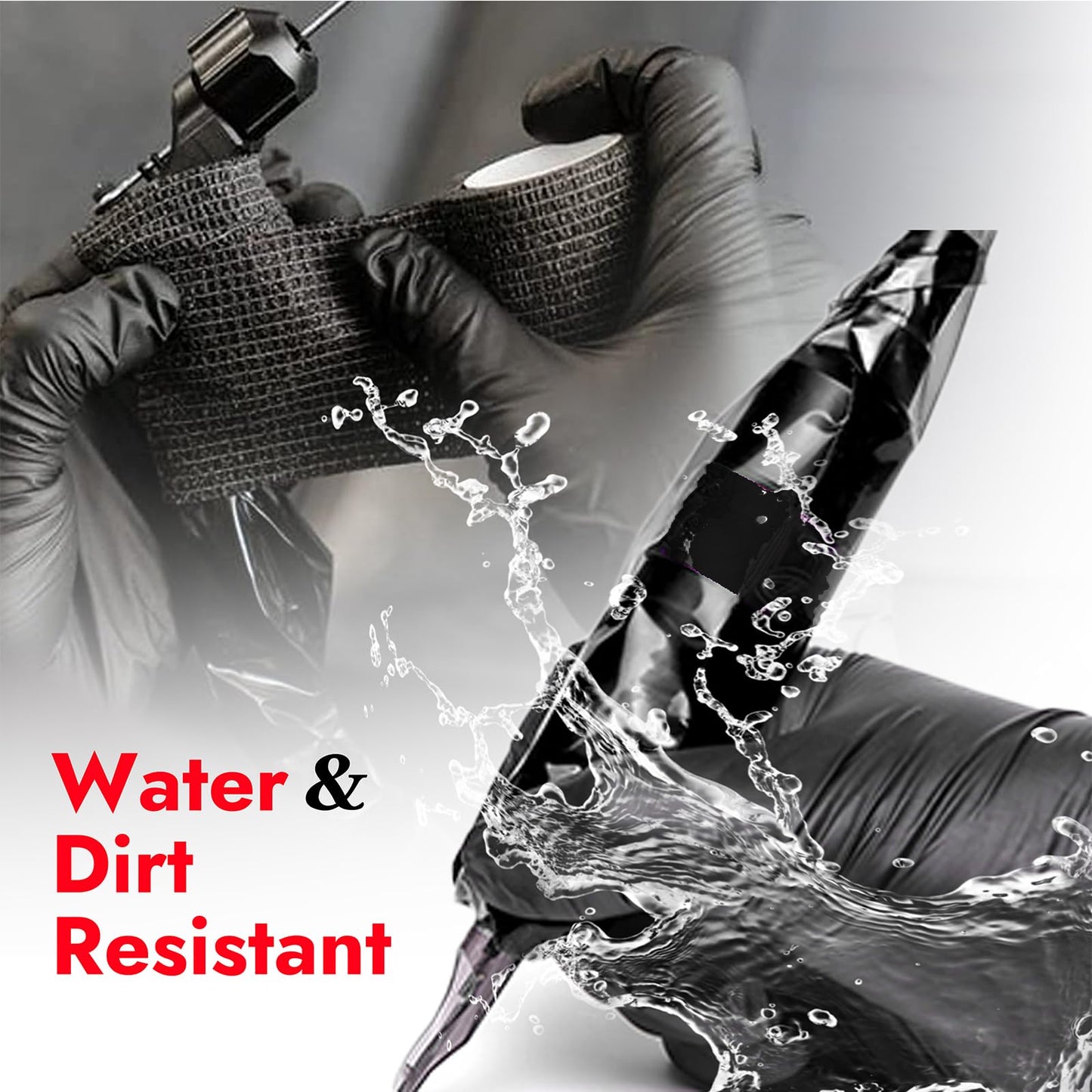 Sotica 200PCS Pen Covers with 6PCS Grip Tape Machine Wrap Cover Black Pen Bags Pen Sleeves Machine Sleeves with Black Grip Wrap Self-Adherent Tape Plastic Covers