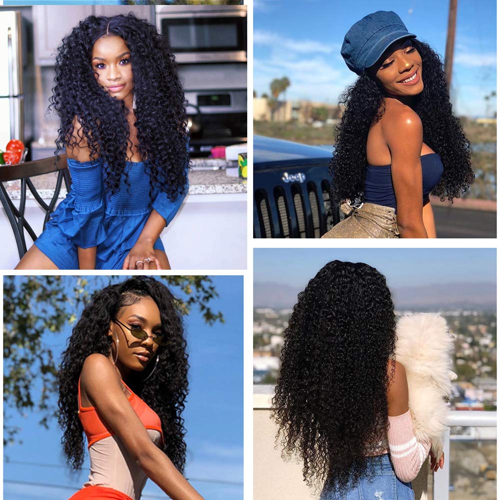 RECOOL 10A Brazilian Hair Bundles Curly Hair Products Human Hair Extensions One Piece Separately Bundle Single Bundle Hair Natural Color(1 bundle 16 inch, curly)