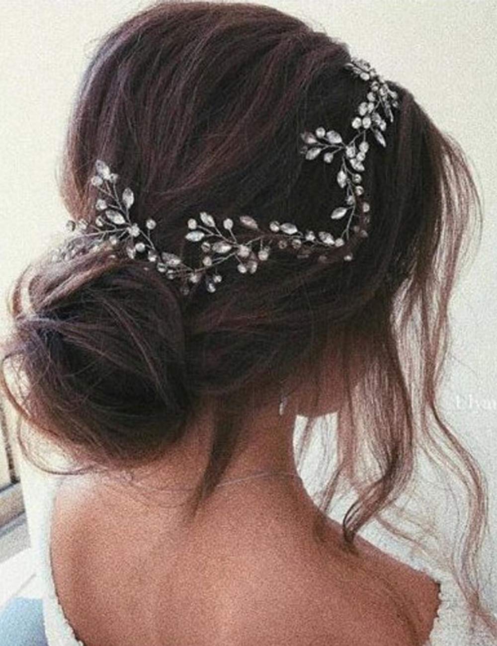 Anglacesmade Bridal Crystal Hair Vine Branch Rhinestone Headband Opal Wedding Headpiece for Bridesmaid Bride Prom Party Festival Hair Weaths for Women and Girls (Gold)