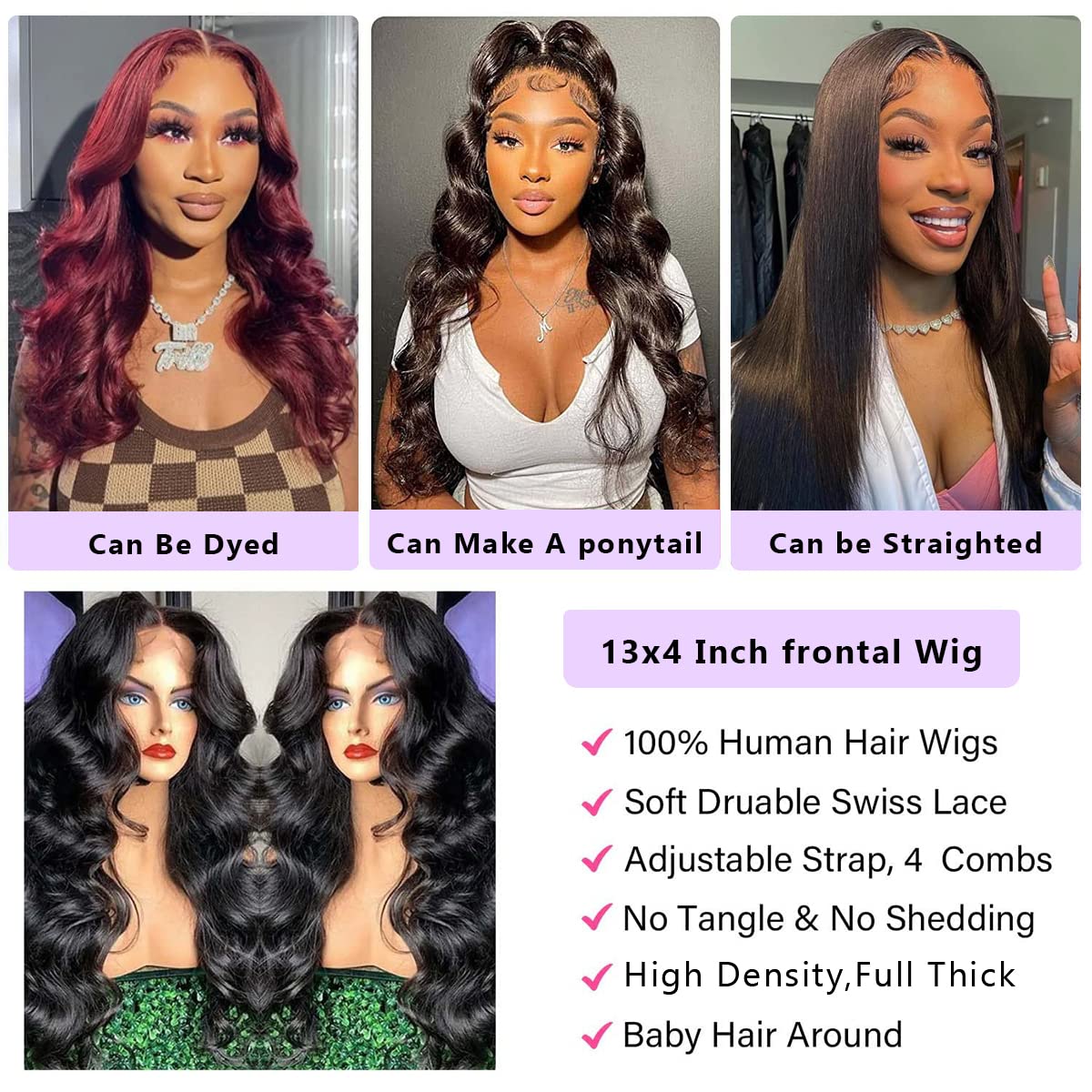 SUNKASA 18 Inch Lace Front Wig Human Hair Body Wave Wigs for Black Women HD 13x4 Lace Frontal Glueless Wigs Human Hair Pre Plucked With Baby Hair Natural Color