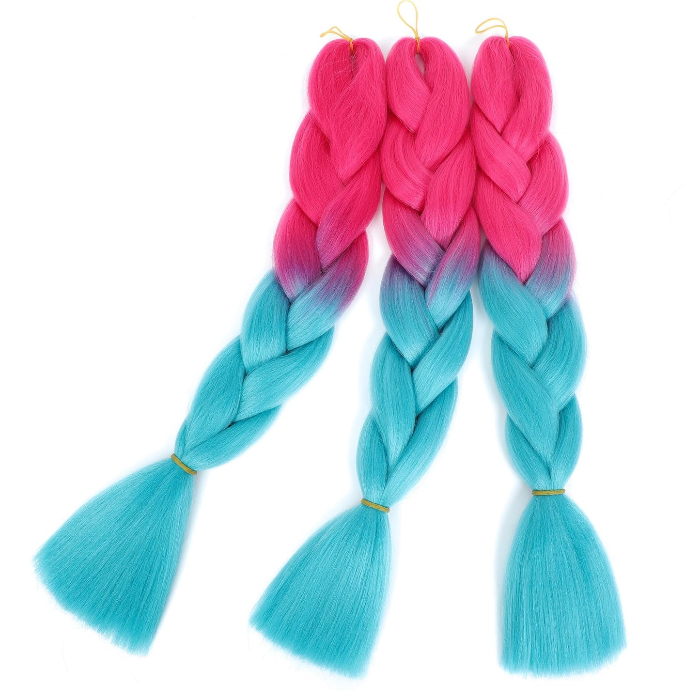 Ombre Braiding Hair 24inch Colored Braiding Hair Pre Stretched Bubble Braids Hair Extensions 3PCS Jumbo Braiding Hair (Peach Pink/Lake Blue)