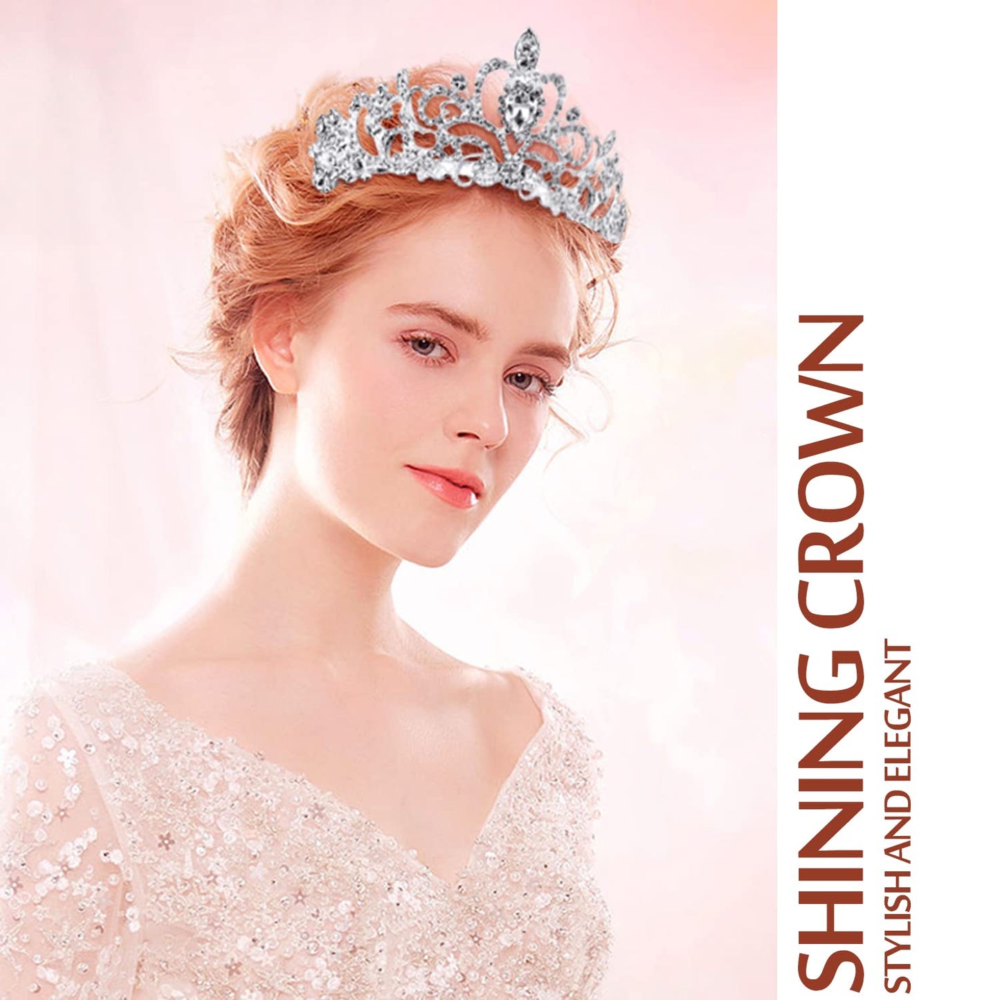 Silver Crystal Tiara Crowns for Women Girls Elegant Princess Crown with Comb for Little Girls Birthday and Wedding School Graduate Birthday Cosplay Halloween Party Accessories（Silver-01）