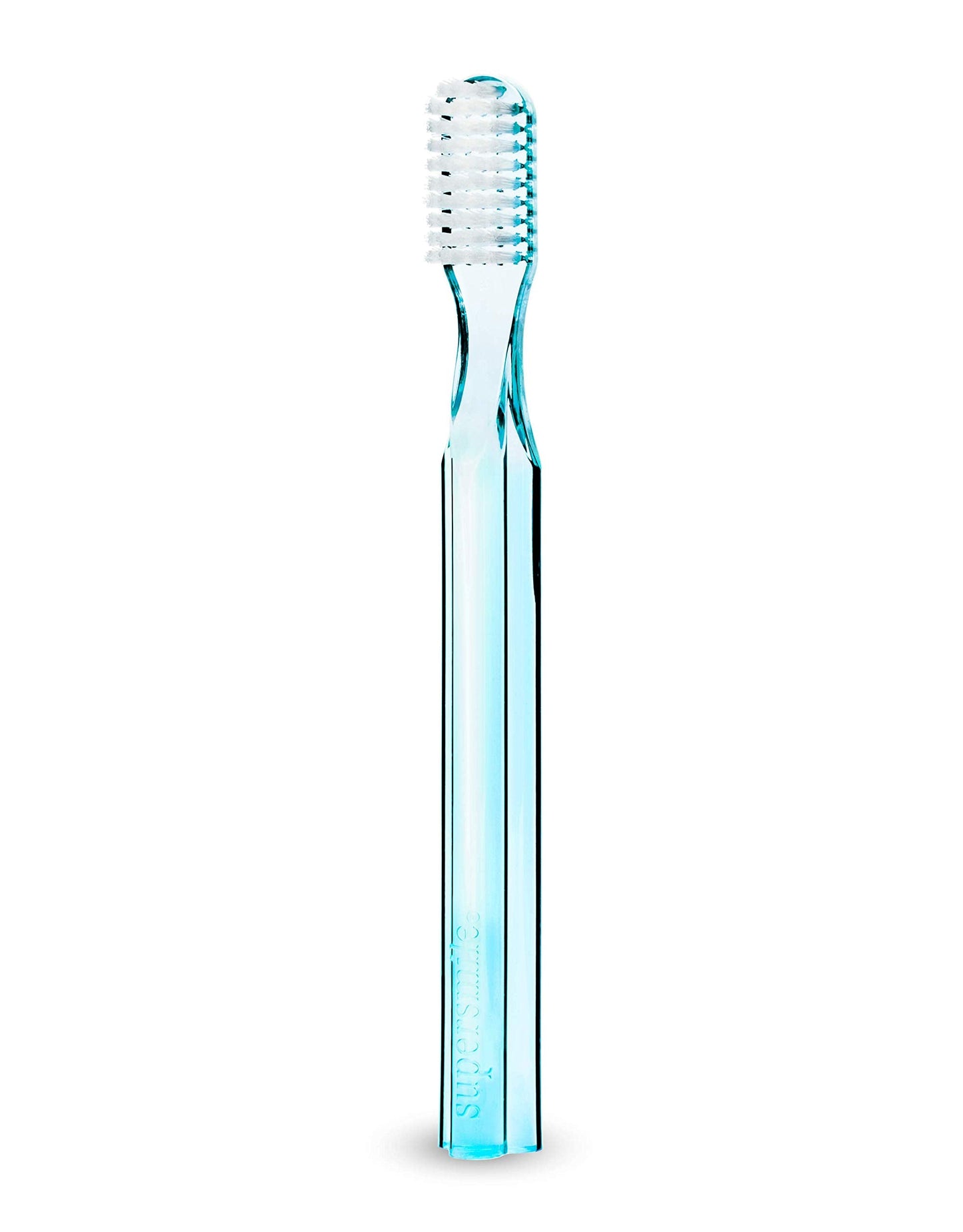 Supersmile New Generation Toothbrush w/ Patented 45° Soft Nylon Bristles - Whitening Tooth Brush w/ Ergonomic Handle Guarantees ADA Recommended Brushing Angle for Adults & Children (Blue)