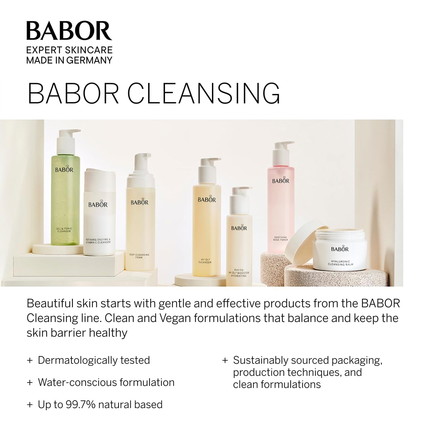 BABOR HY-OL Cleanser & Phyto HY-OL Booster Hydrating Set, Double Cleansing, Oil Cleanser and Makeup Remover Oil for Dull, Dry Skin