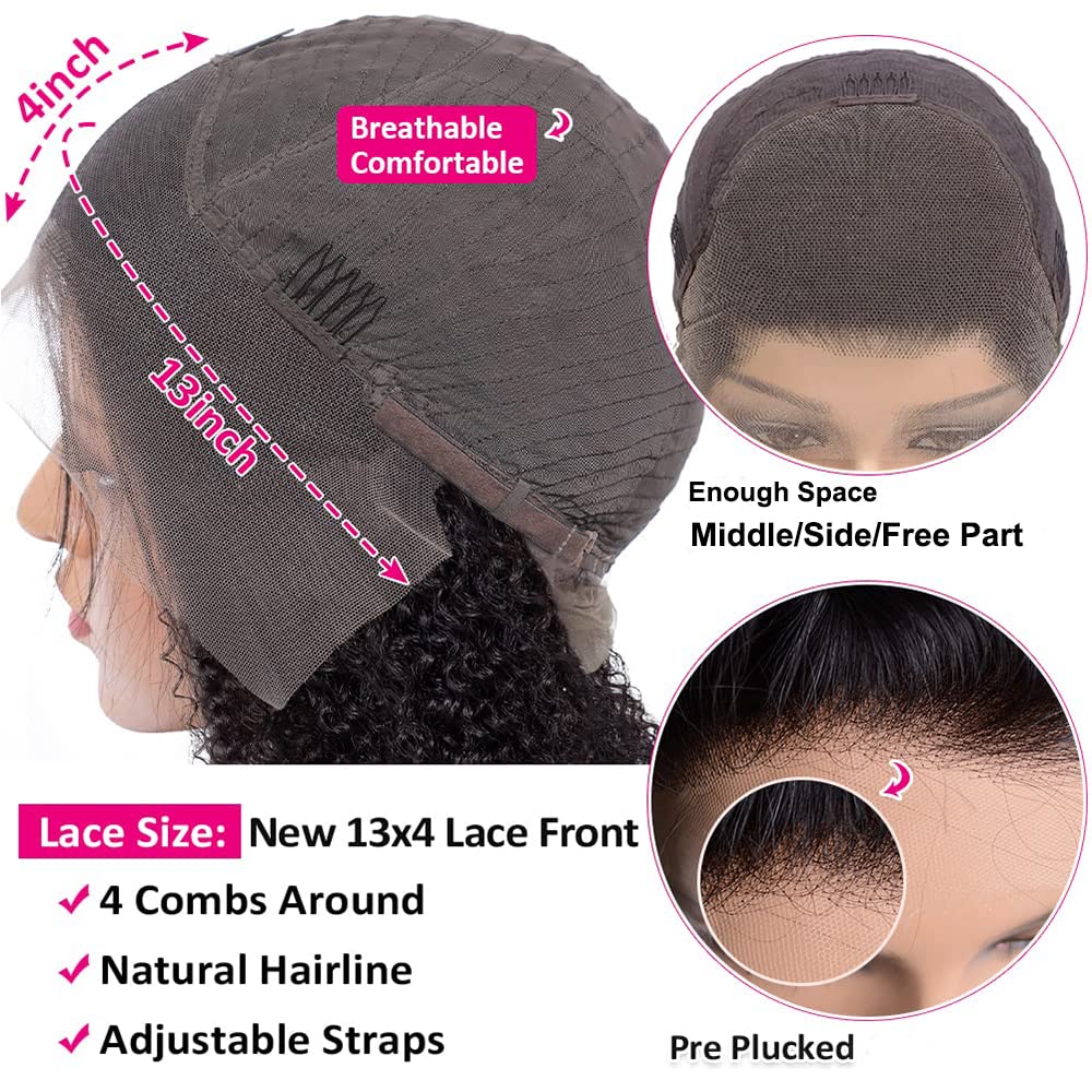 QD-Tizer Long Straight Lace Front Wigs Human Hair Pre Plucked with Baby Hair Glueless 150% Density 13x4 HD Lace Frontal Human Hair Wigs for Black Women Natural Hairline