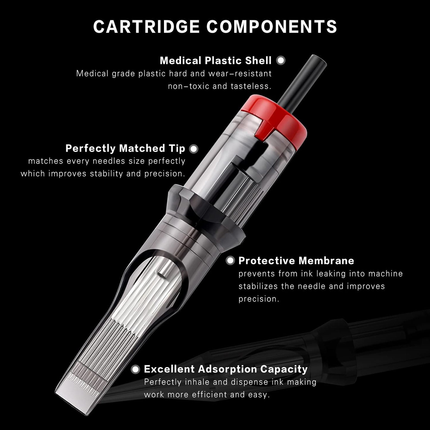 Tattoo Needle Cartridges DISCOVER 20pcs Disposable Tattoo Needle Cartridges with Membrane Safety Cartridges Magnum Standard Pack (1211M1-20PCS)