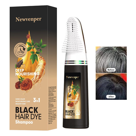 Newvenper Black Hair Comb Dye Shampoo For Gray Hair and Beard Coverage,Instant Dye and Long-lasting Hair Color Shampoo in Minutes Travelling Outfit,For Women Men Easy Comb Dyeing 200ML
