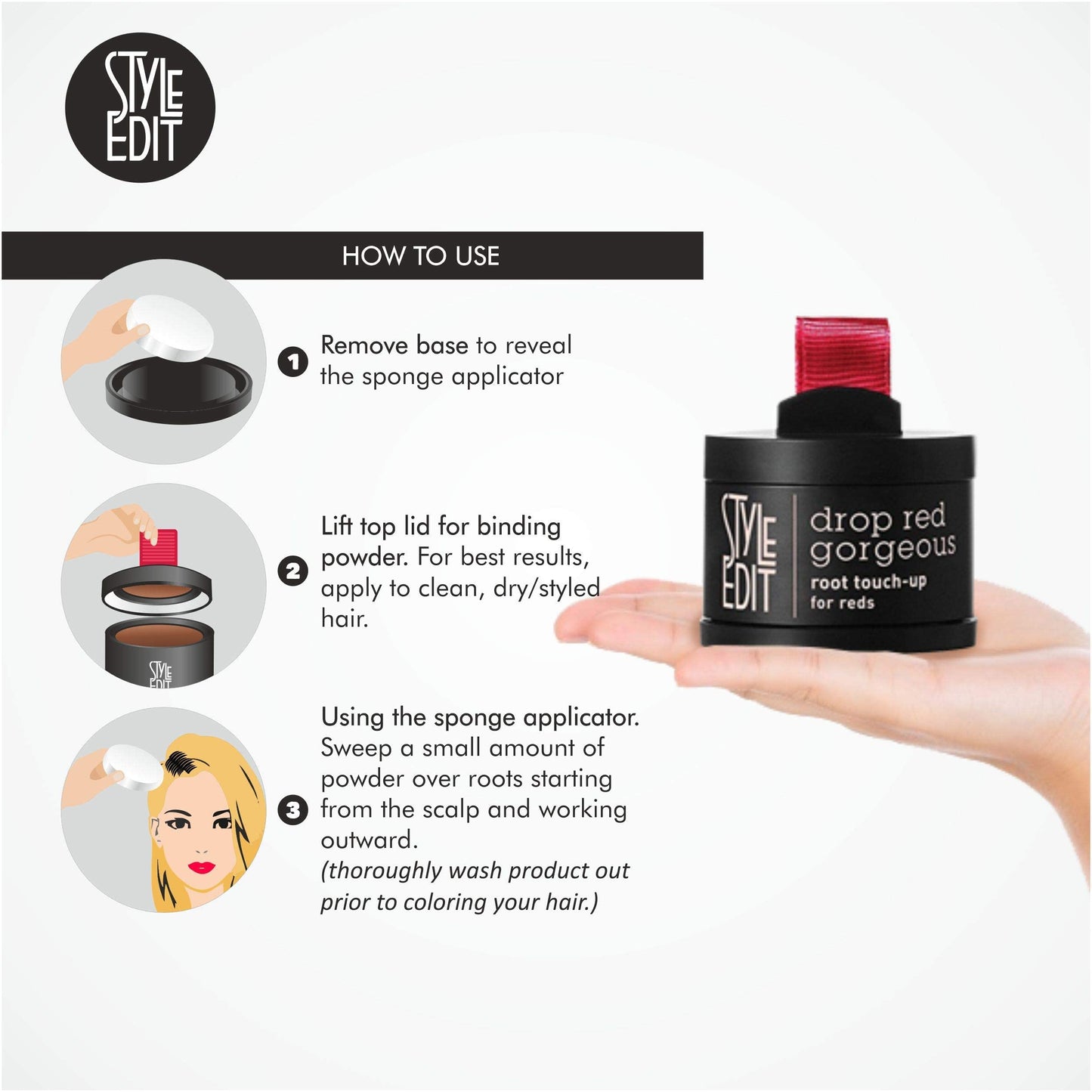 Style Edit Root Concealer Spray and Root Touch Up powder, to Cover Up Roots and Grays, Medium Red Hair Color