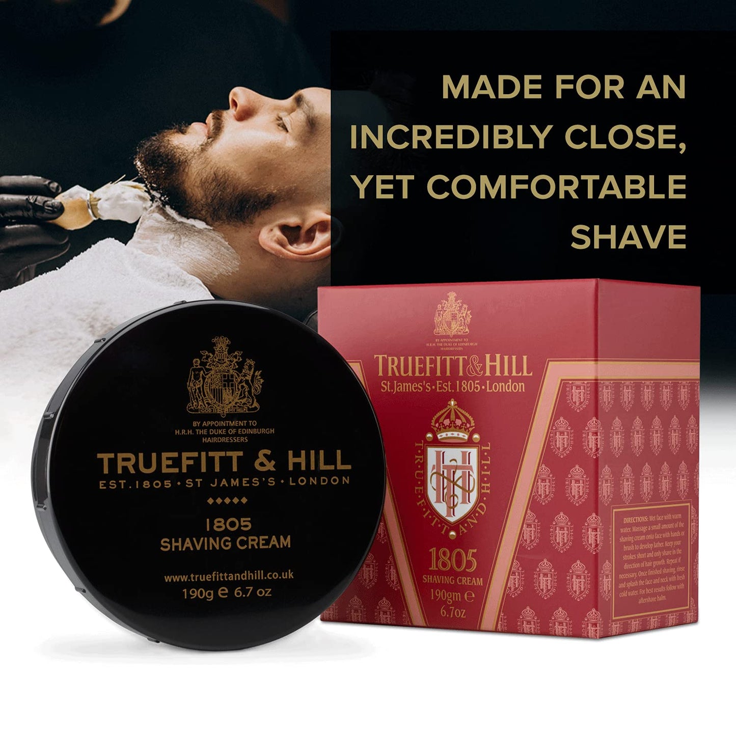 Truefitt & Hill 1805 Shaving Cream Bowl + Pre-Shave Oil Set | 1805 Hydrating Shaving Cream + Moisturizing Pre-Shave Oil