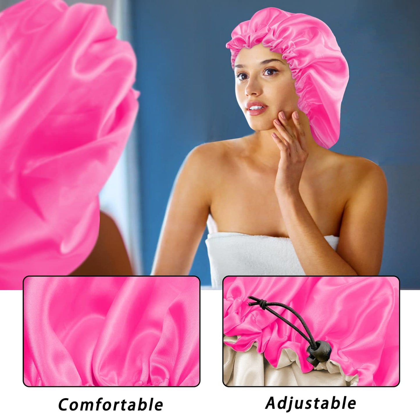 Satin Bonnet Silk Bonnet For Curly Hair Bonnet Braid Bonnet For Sleeping Bonnets For Women Large Double-layer Adjustable