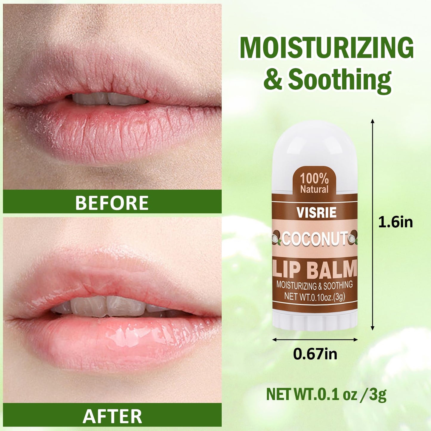 VISRIE Mini Lip Balm 40 Count, Lip Balm Bulk with Vitamin E & Coconut Oil, Moisturizing Lip Balm for Dry Cracked lips - 10 Flavors