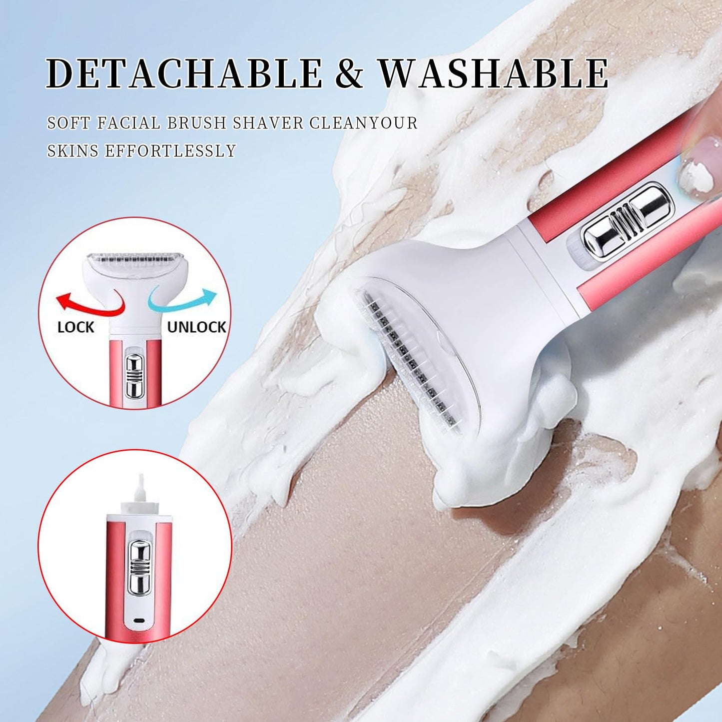 Women's Electric Shaver 5 in 1 Shaver Electric Painless Portable Facial Hair Removal Bikini Area Trimmer Armpit Hair Removal Nose Hair Trimming Dry and Wet